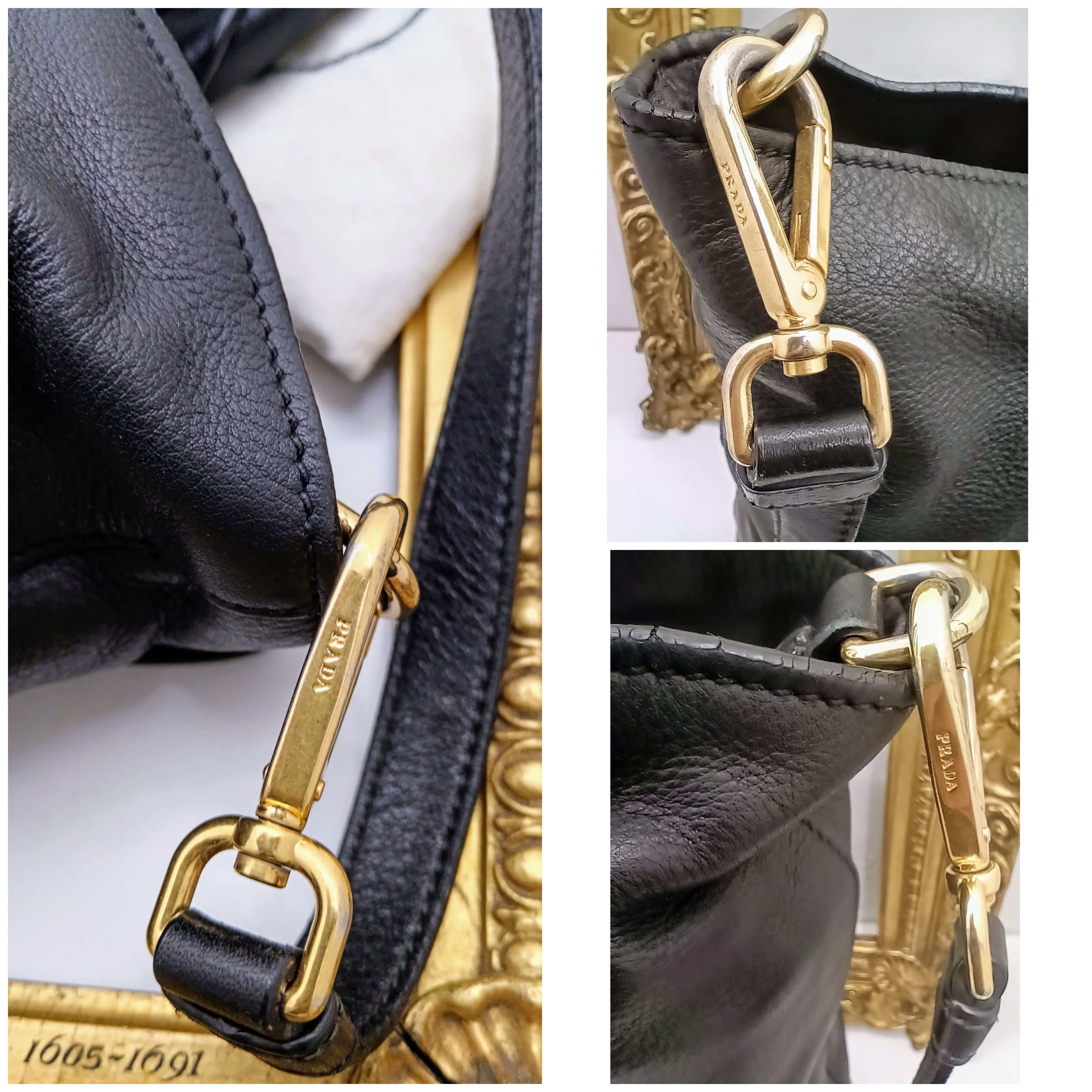 Prada – Borsa Shopper Lettering a Spalla in Pelle Nera con tracolla