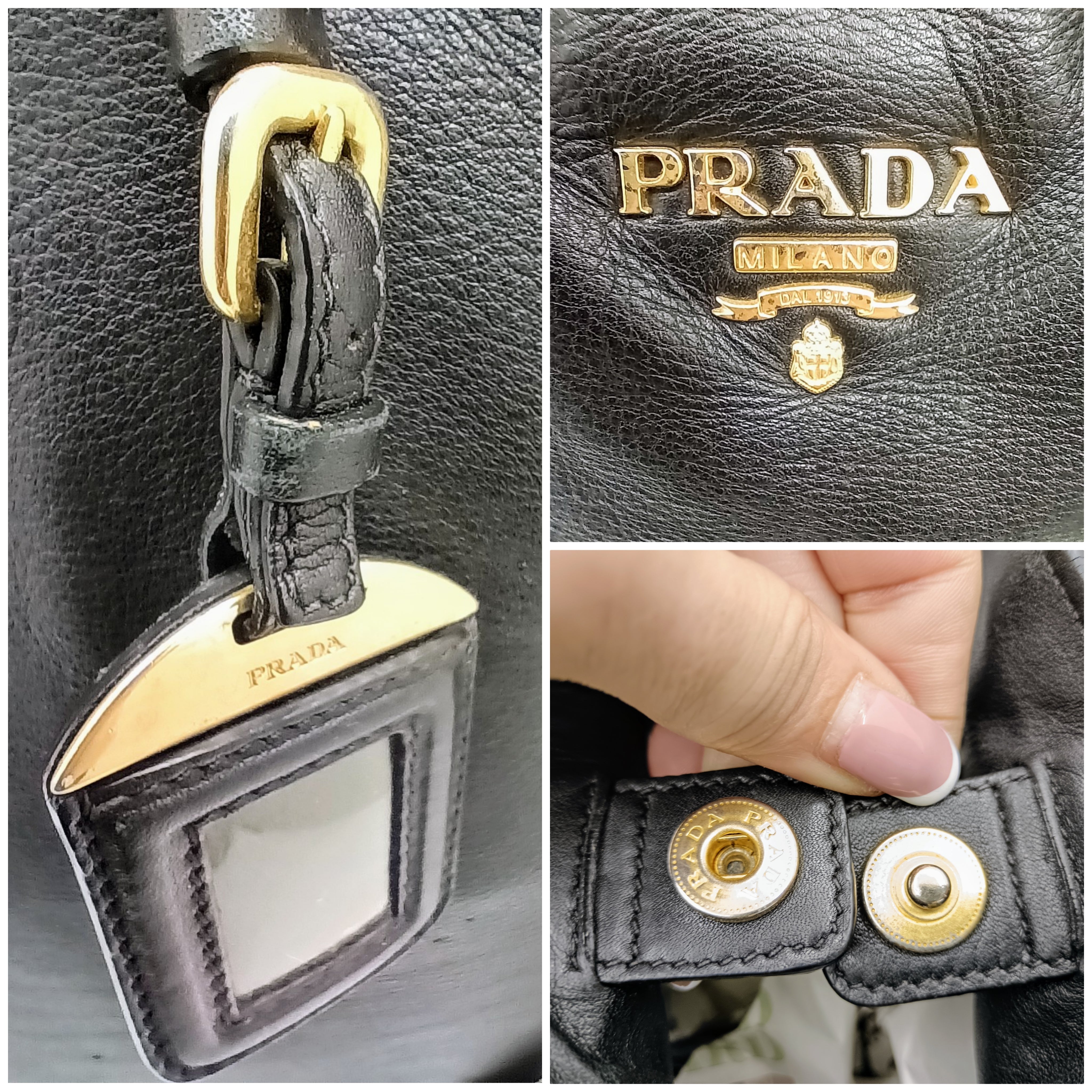 Prada – Borsa Shopper Lettering a Spalla in Pelle Nera con tracolla