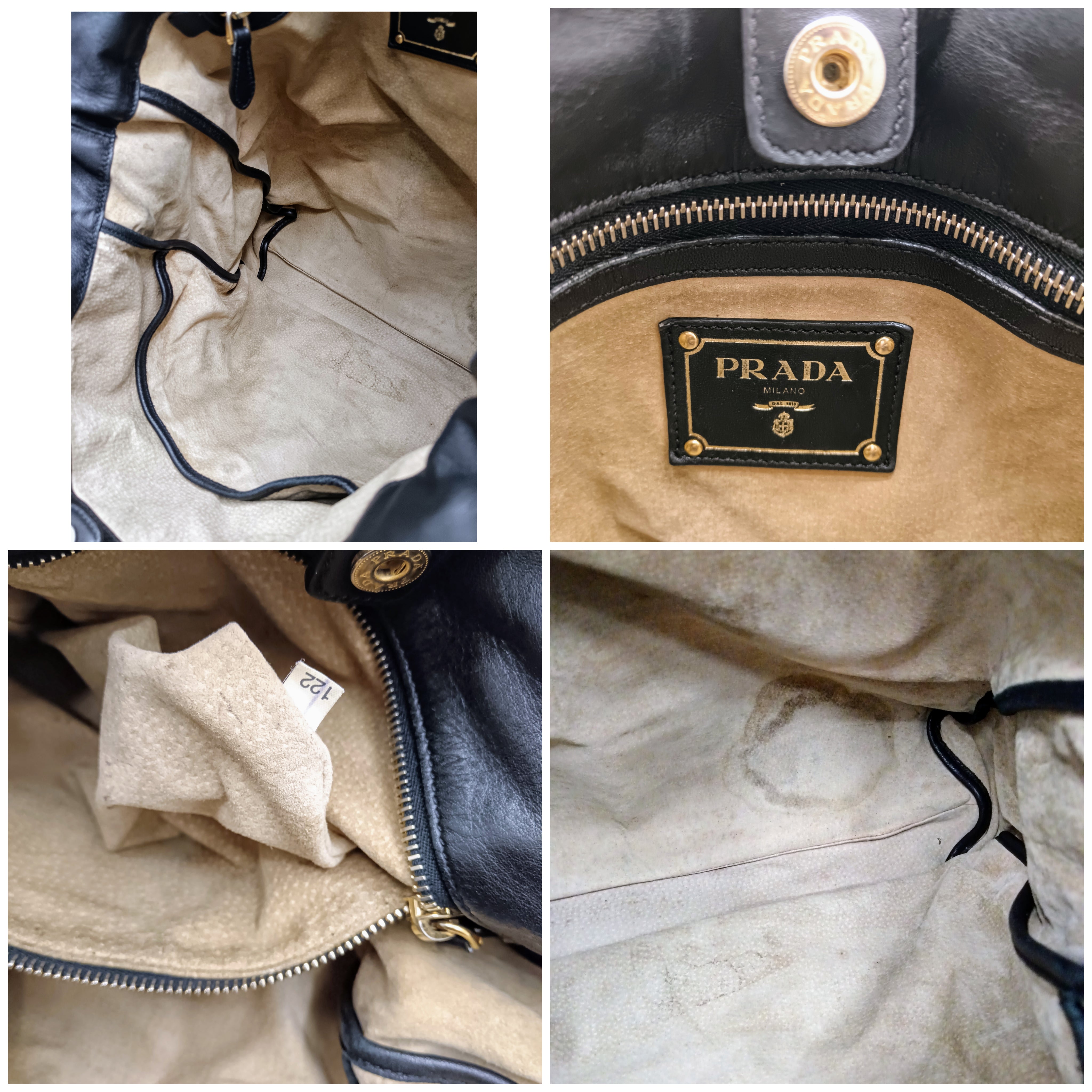 Prada – Borsa Shopper Lettering a Spalla in Pelle Nera con tracolla