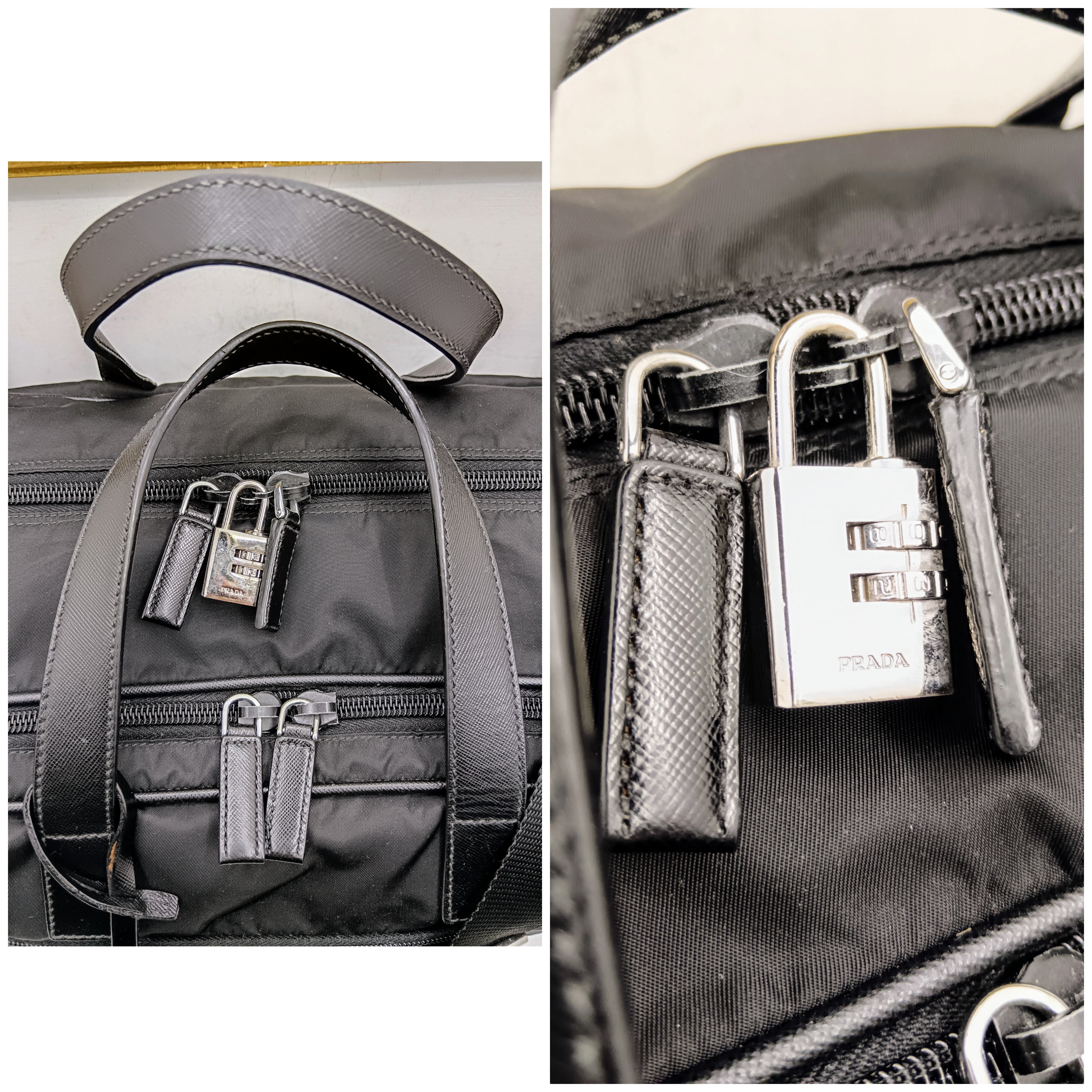 Prada – Cartella Avietta Pilotina Re-Nylon e Pelle Saffiano Nera
