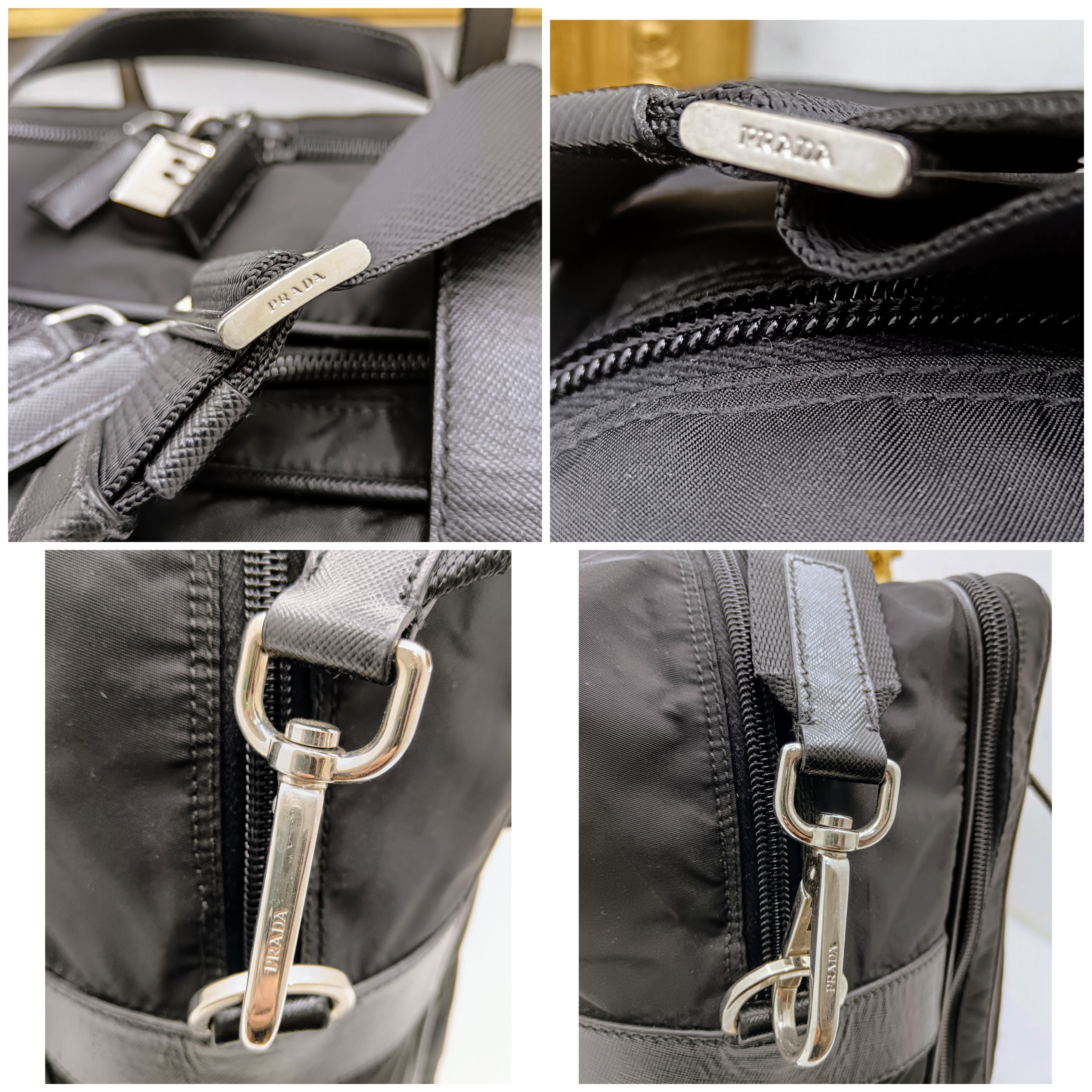 Prada – Cartella Avietta Pilotina Re-Nylon e Pelle Saffiano Nera