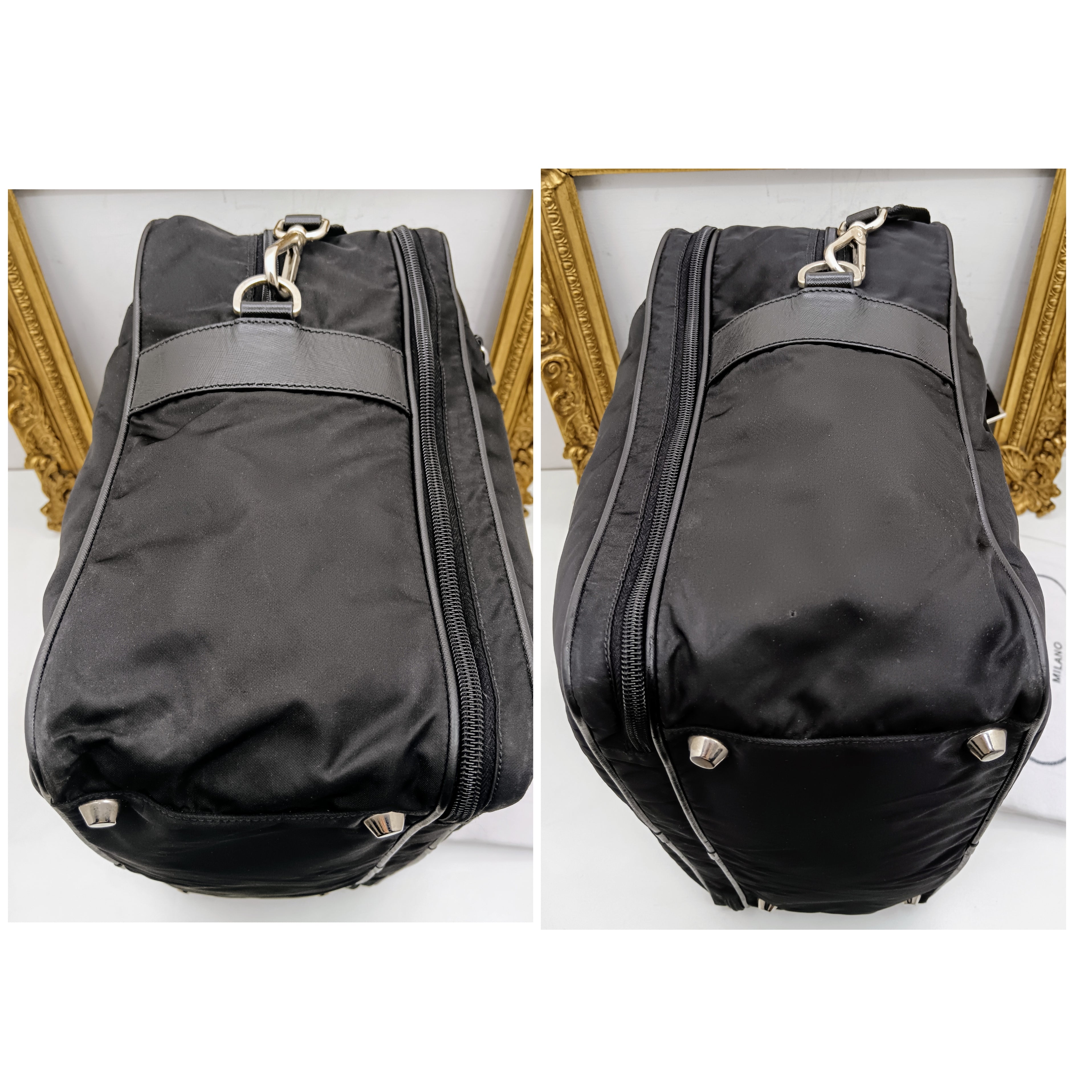 Prada – Cartella Avietta Pilotina Re-Nylon e Pelle Saffiano Nera