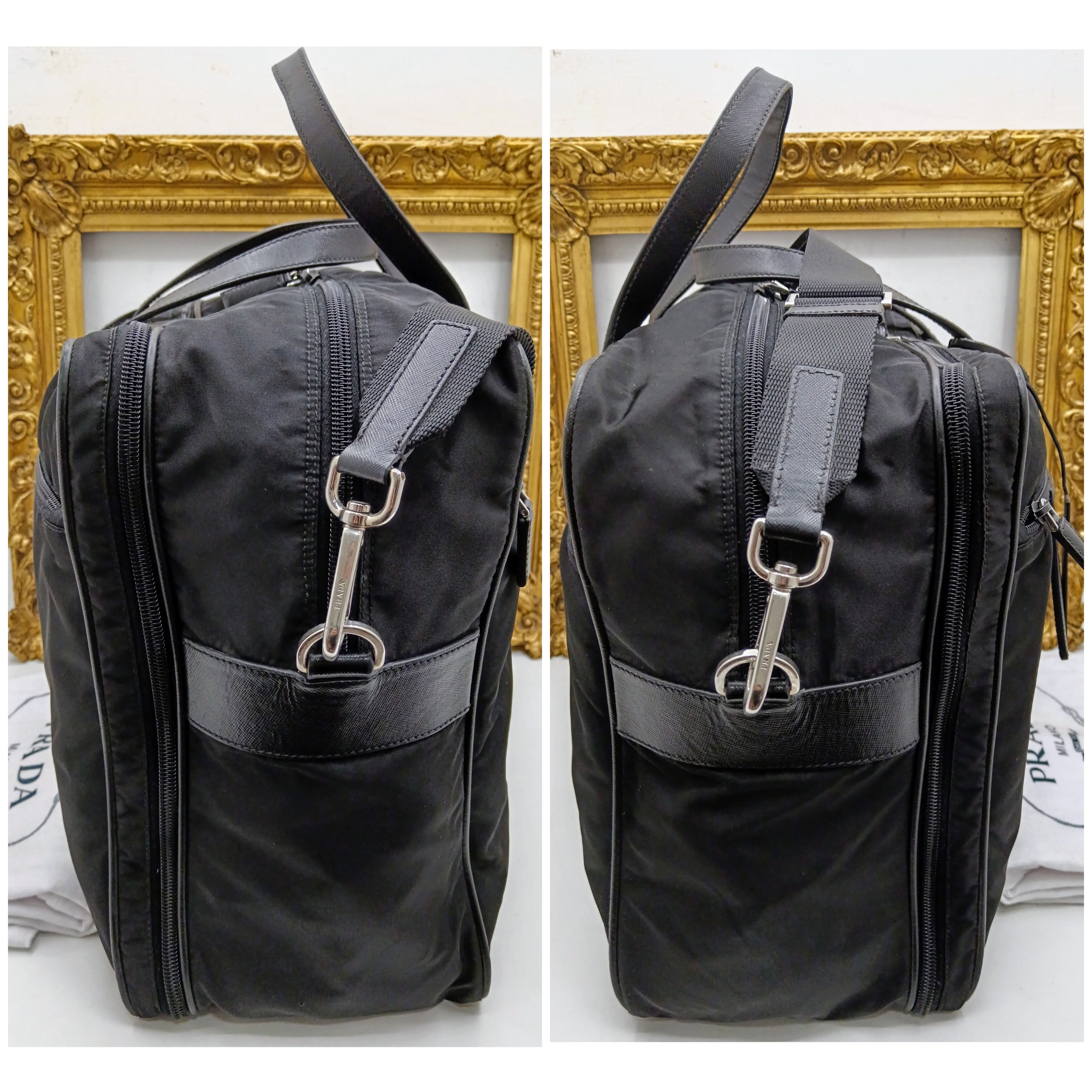 Prada – Cartella Avietta Pilotina Re-Nylon e Pelle Saffiano Nera