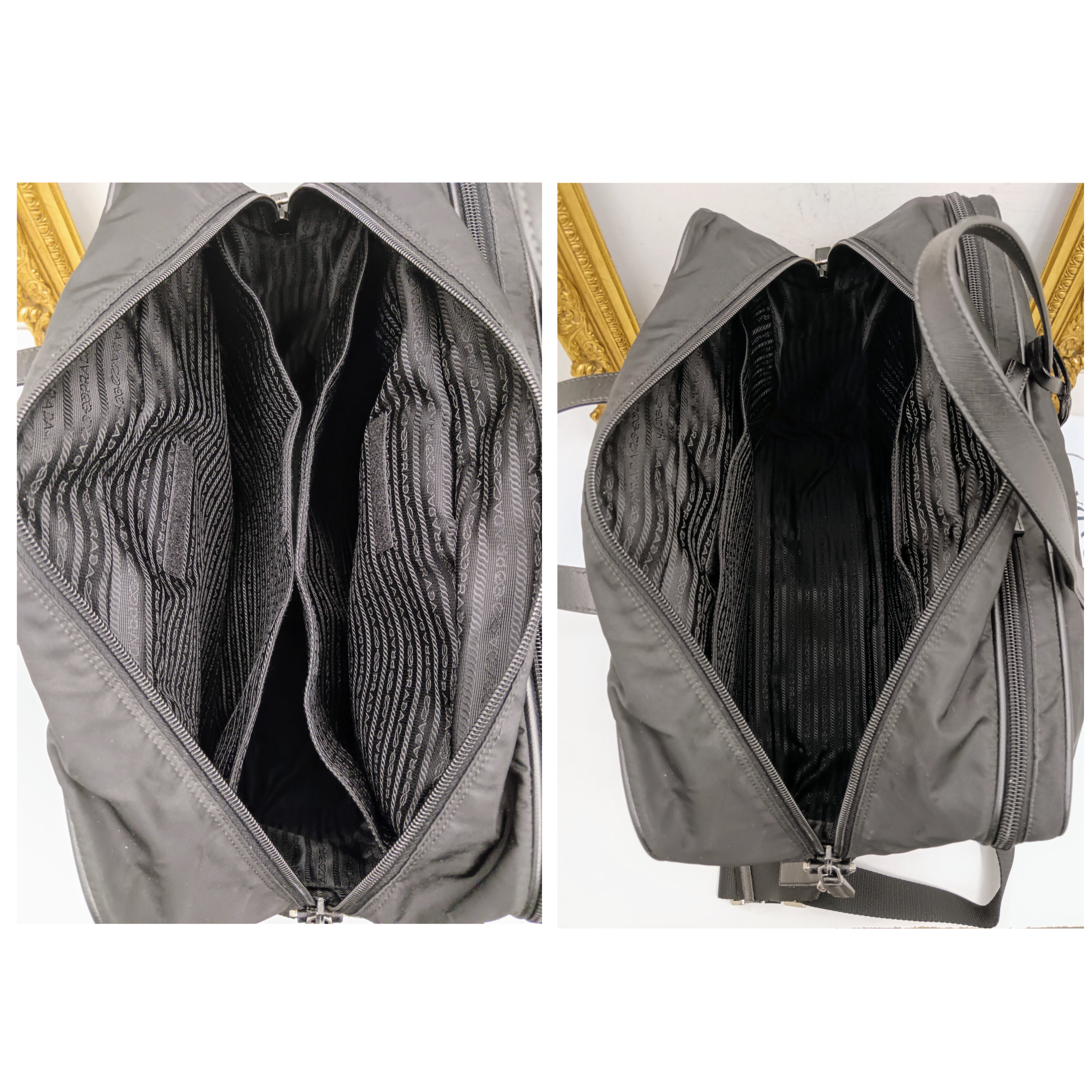 Prada – Cartella Avietta Pilotina Re-Nylon e Pelle Saffiano Nera
