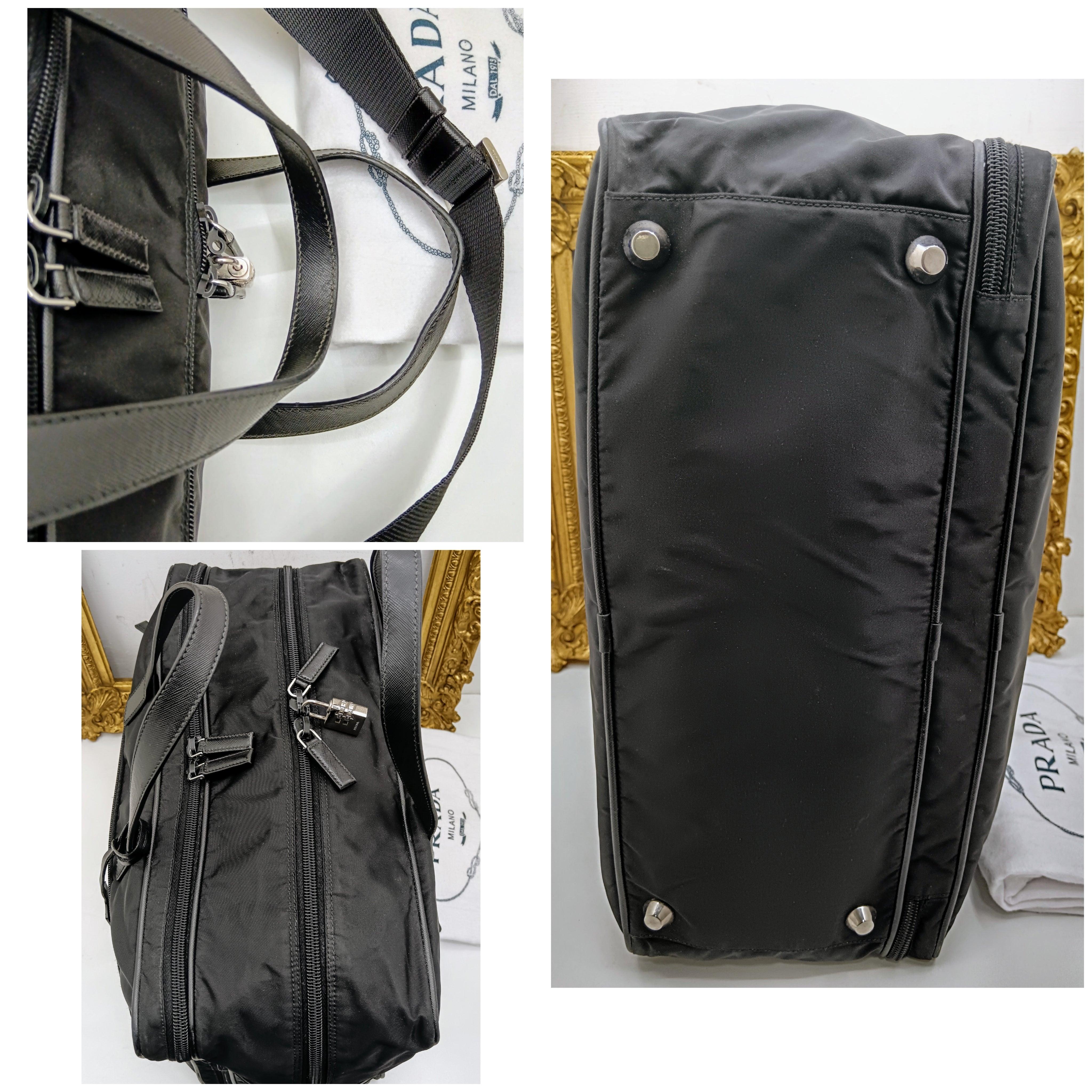Prada – Cartella Avietta Pilotina Re-Nylon e Pelle Saffiano Nera