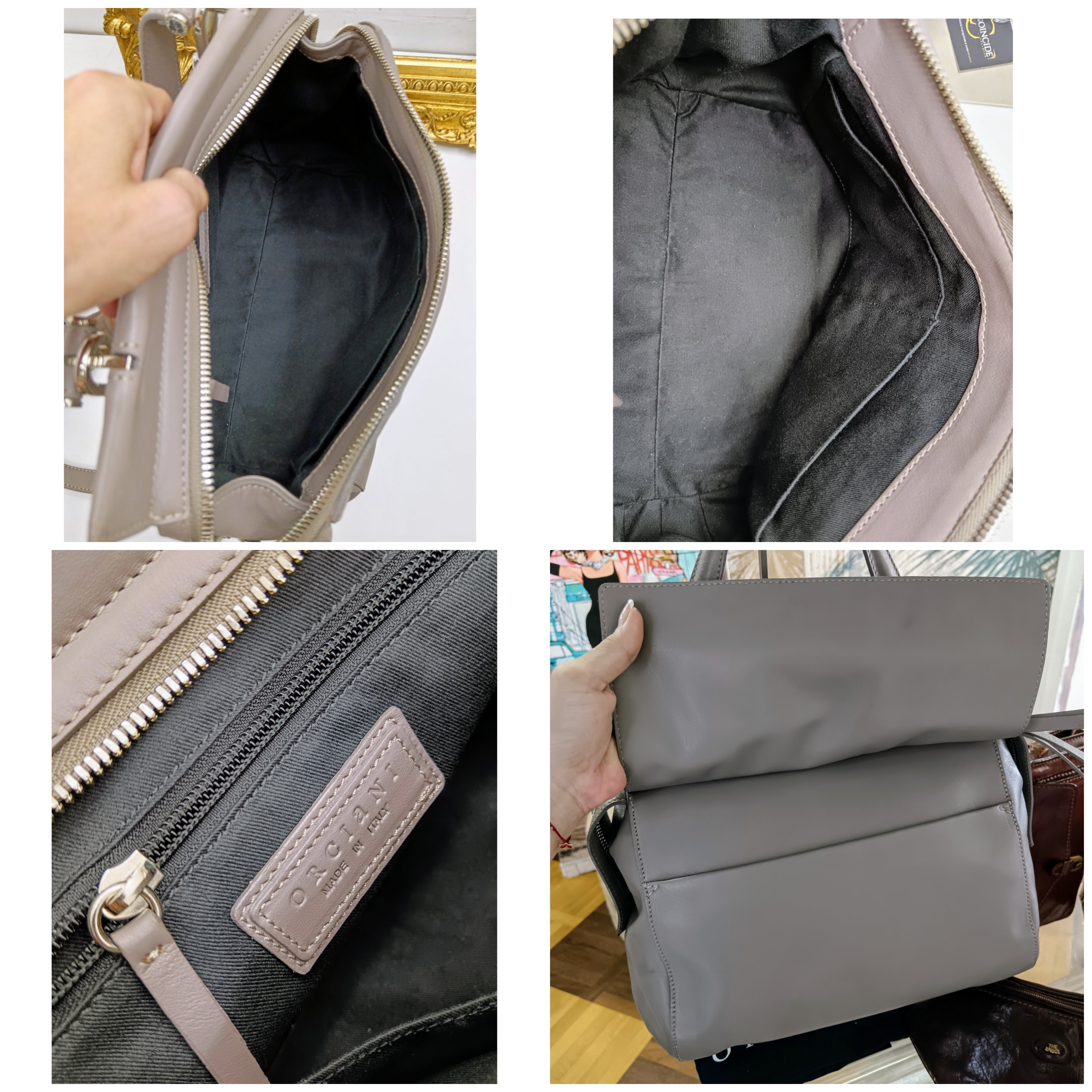 Orciani – Borsa “Sveva Notturno” media in pelle grigio perla
