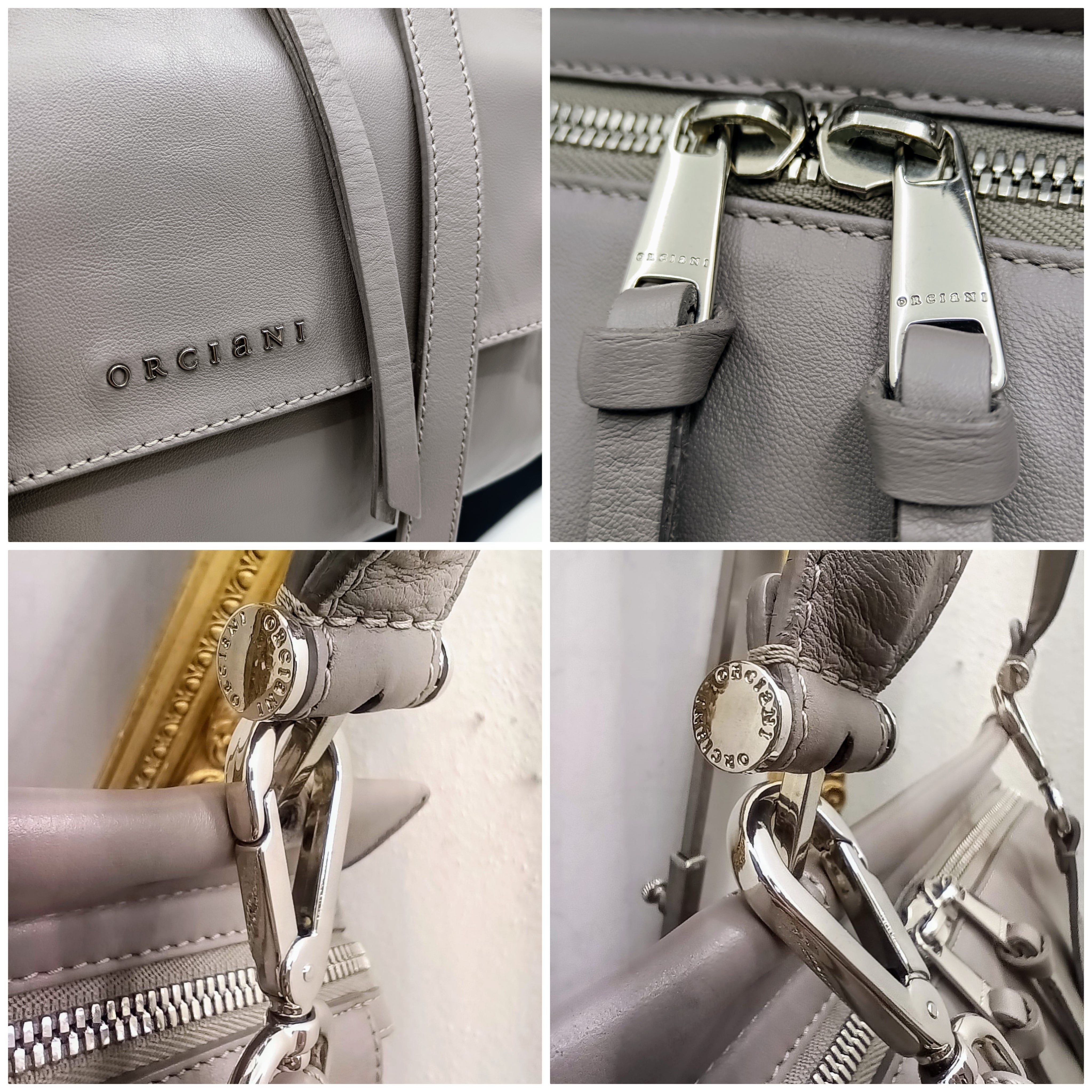 Orciani – Borsa “Sveva Notturno” media in pelle grigio perla