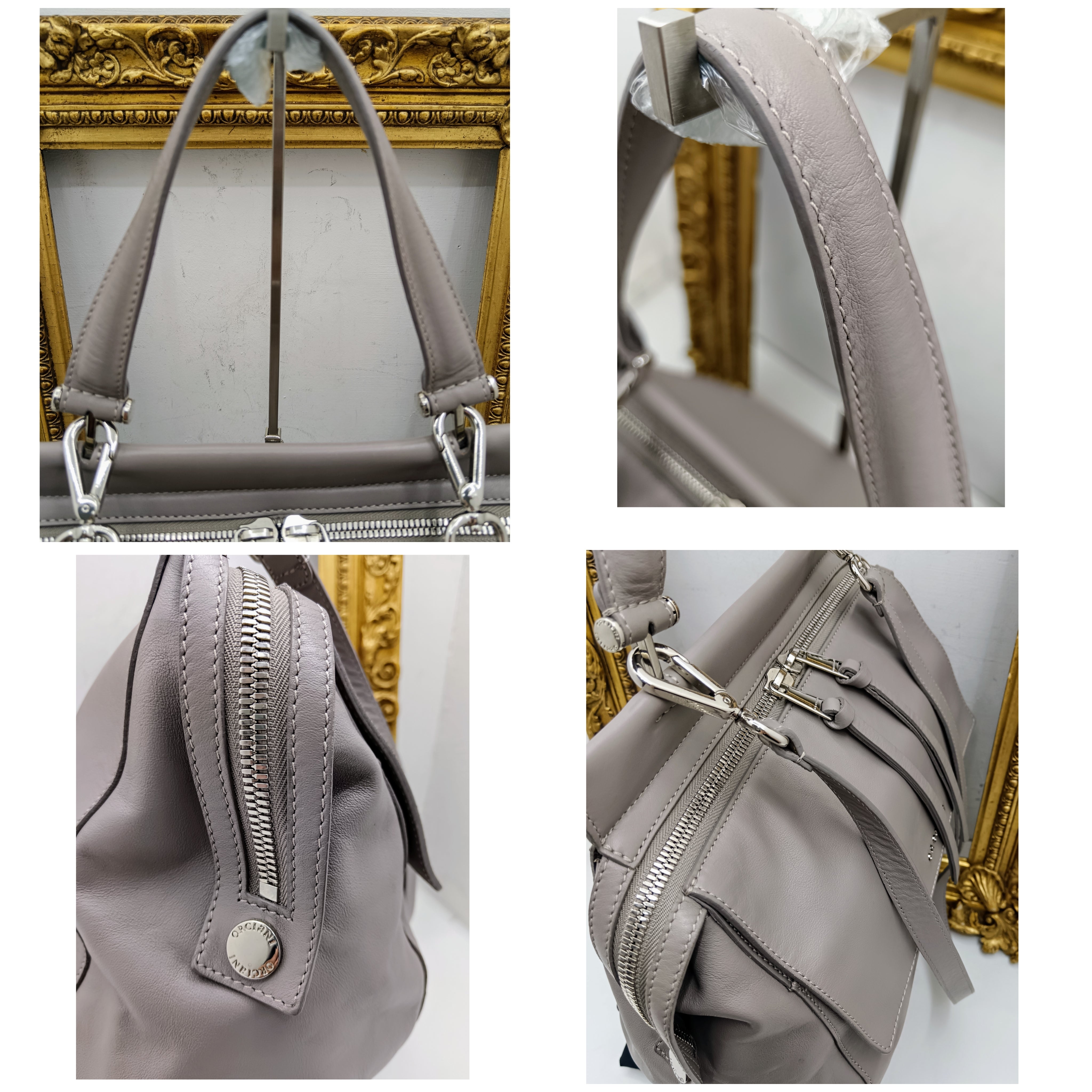 Orciani – Borsa “Sveva Notturno” media in pelle grigio perla