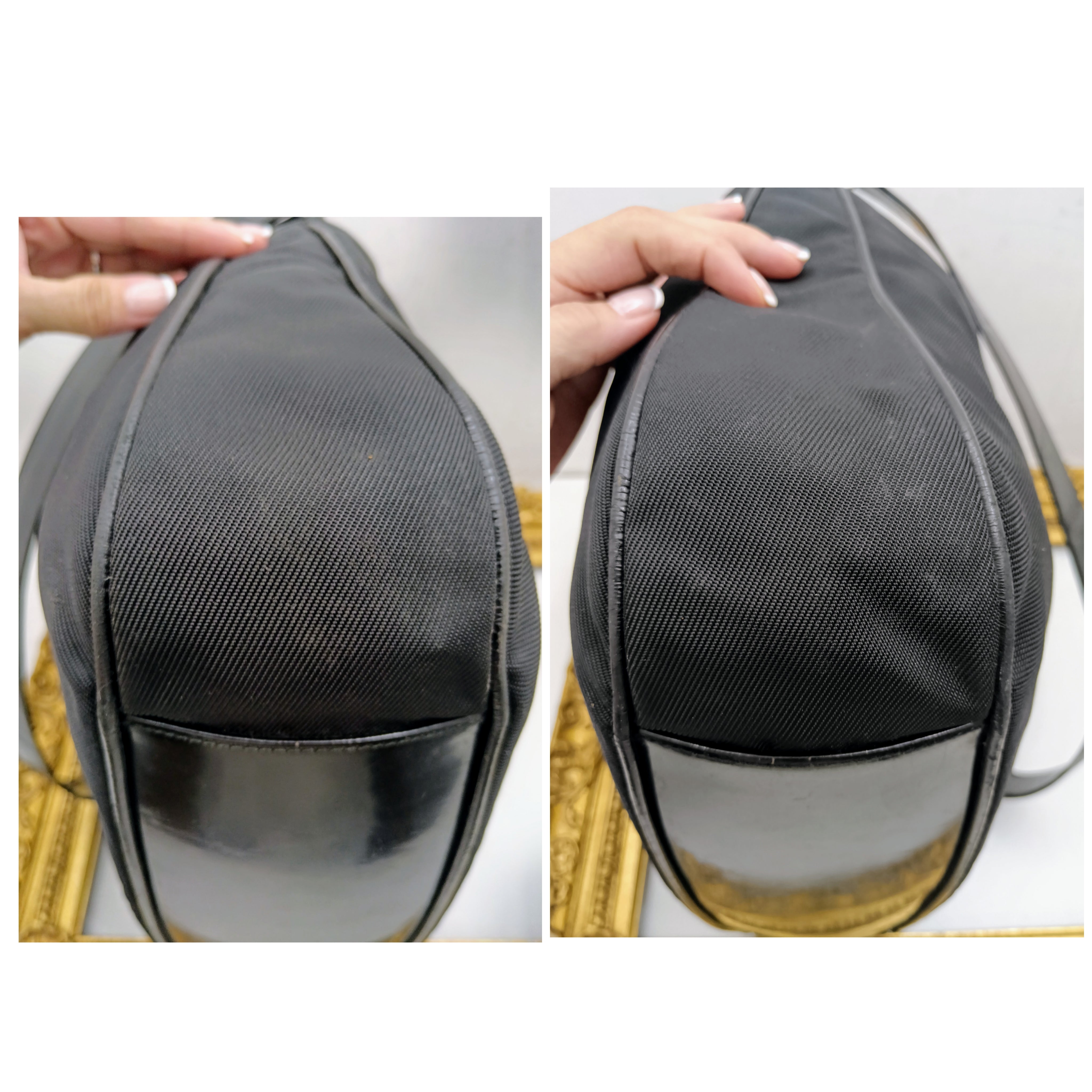 Gucci – Borsa a spalla Bamboo in tessuto e pelle nera Vintage