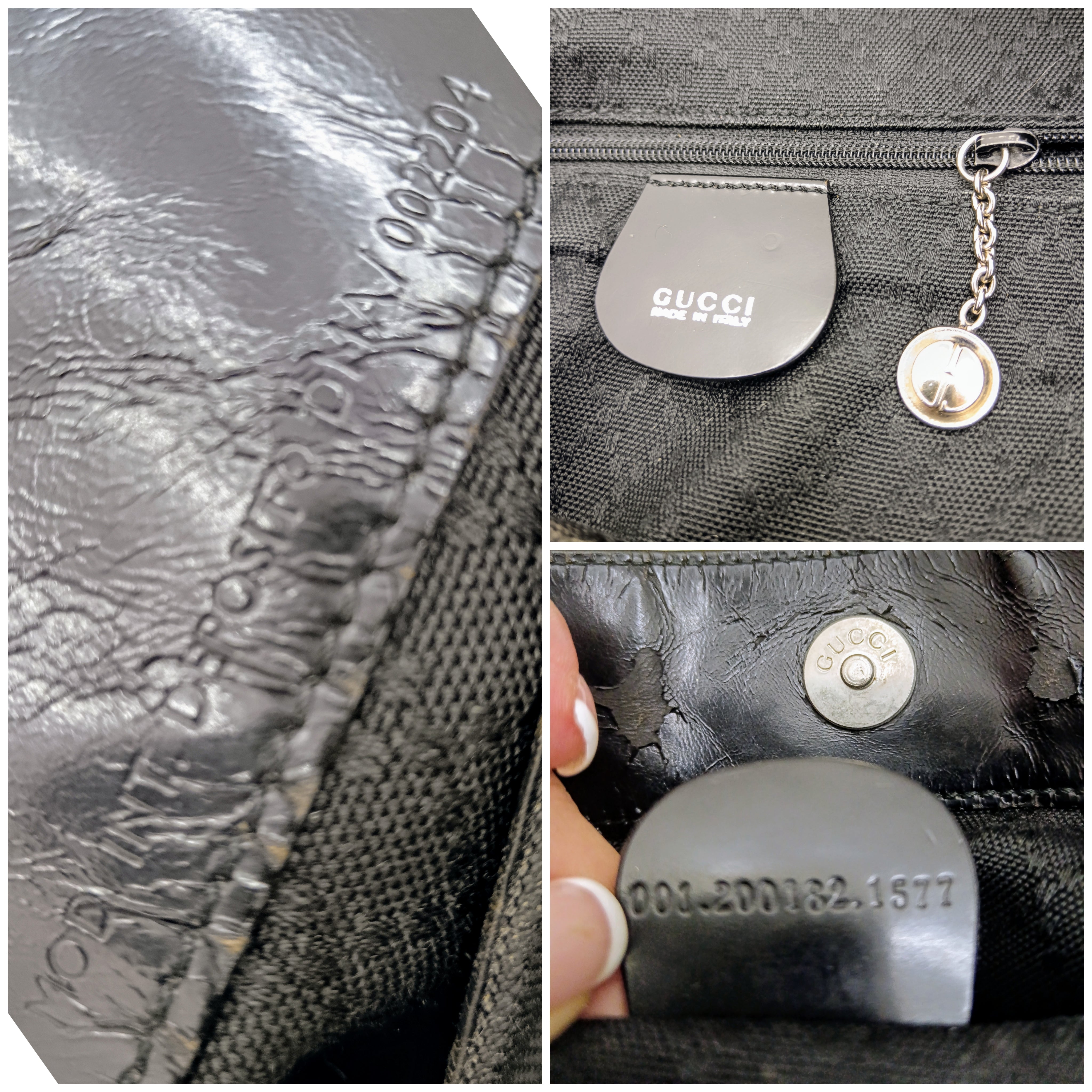 Gucci – Borsa a spalla Bamboo in tessuto e pelle nera Vintage