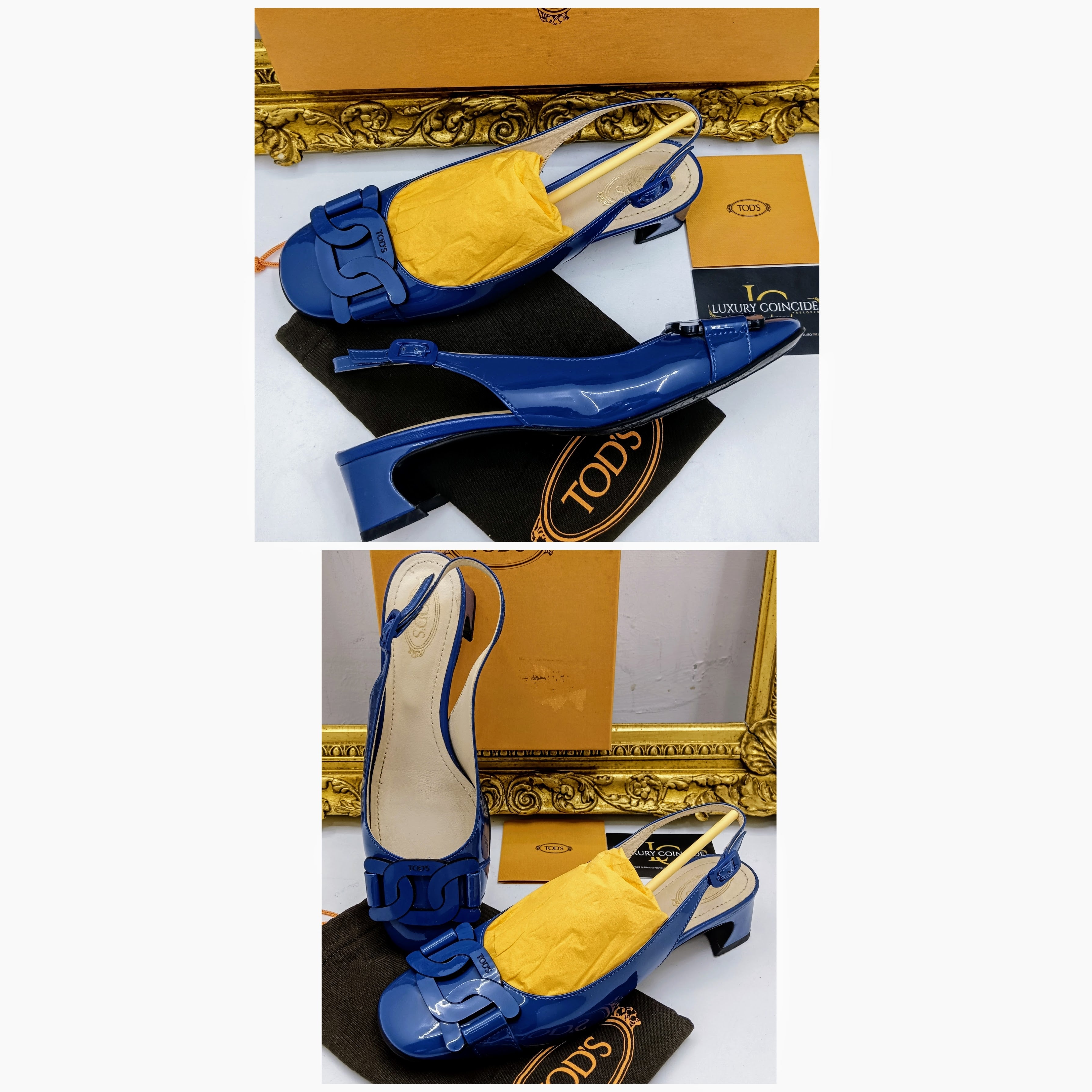 Tod’s - Slingback Kate Sandali Catena Vernice Bluette