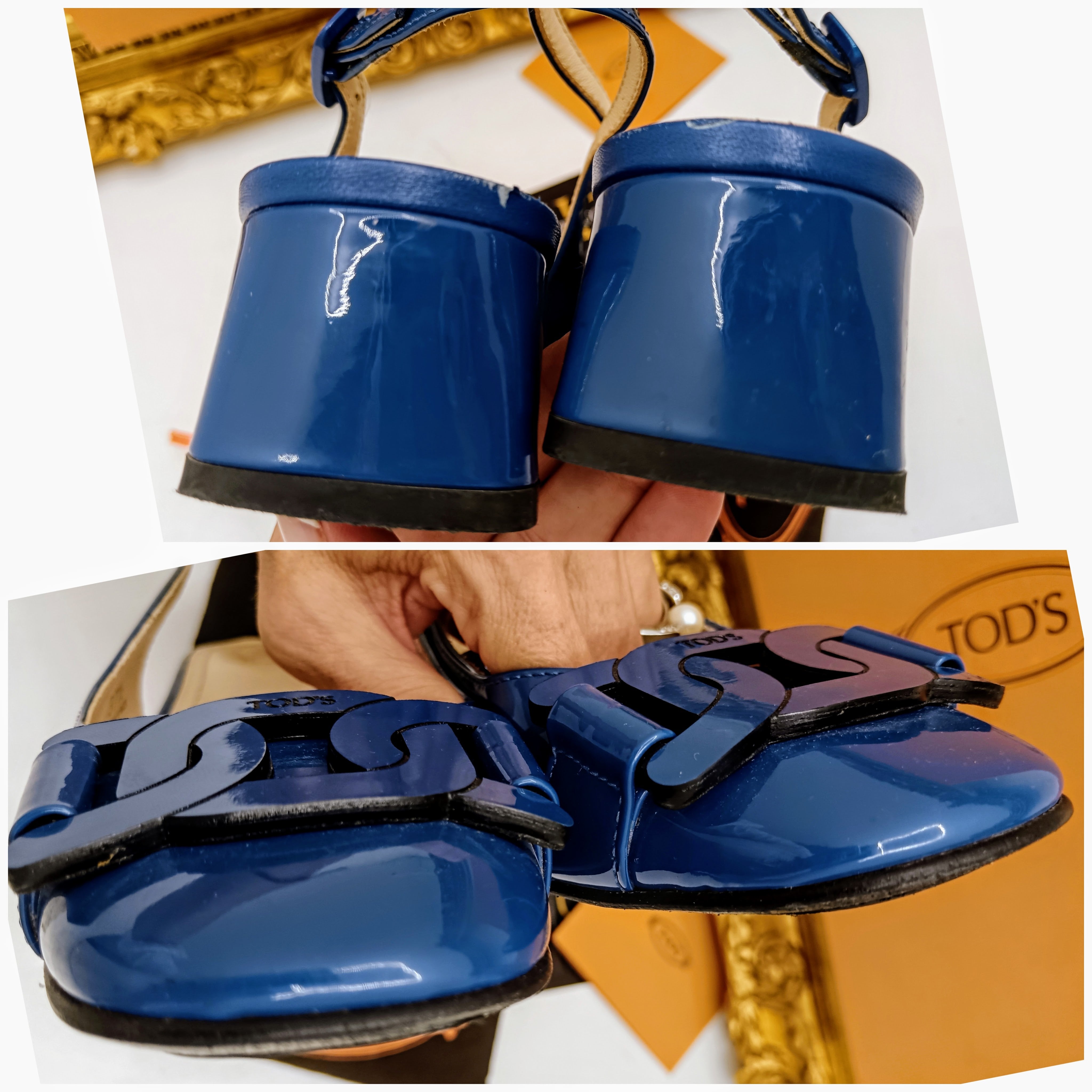 Tod’s - Slingback Kate Sandali Catena Vernice Bluette