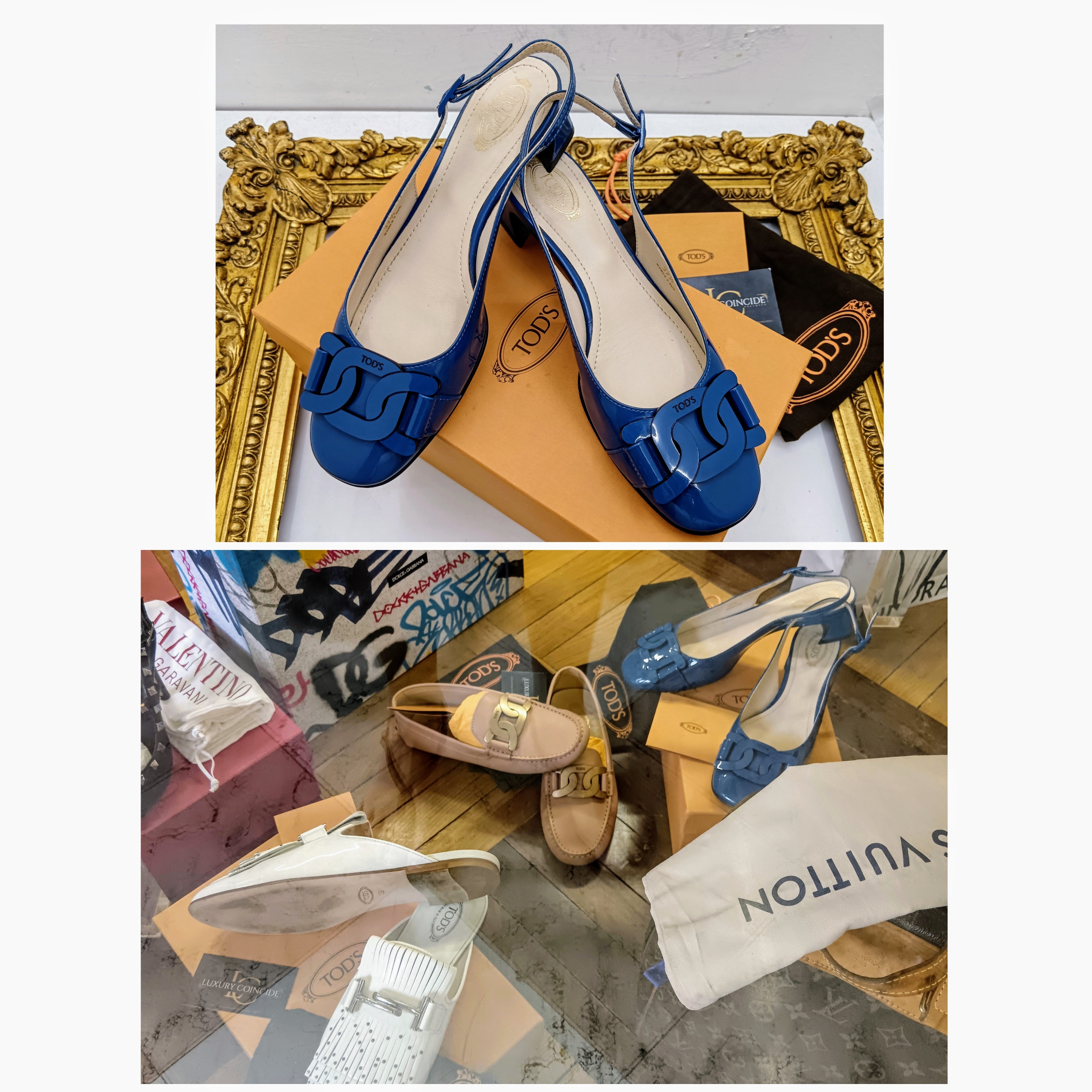 Tod’s - Slingback Kate Sandali Catena Vernice Bluette