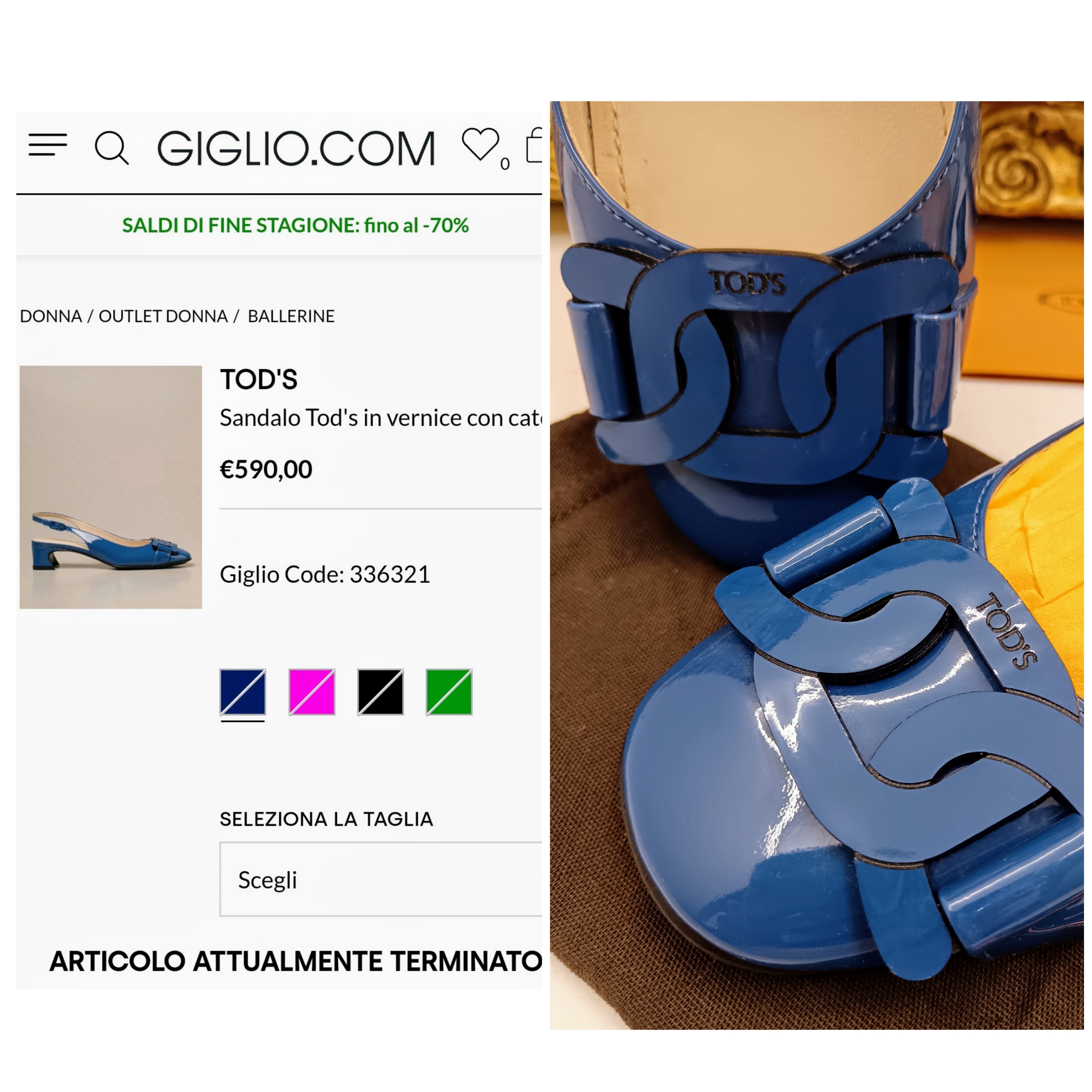 Tod’s - Slingback Kate Sandali Catena Vernice Bluette