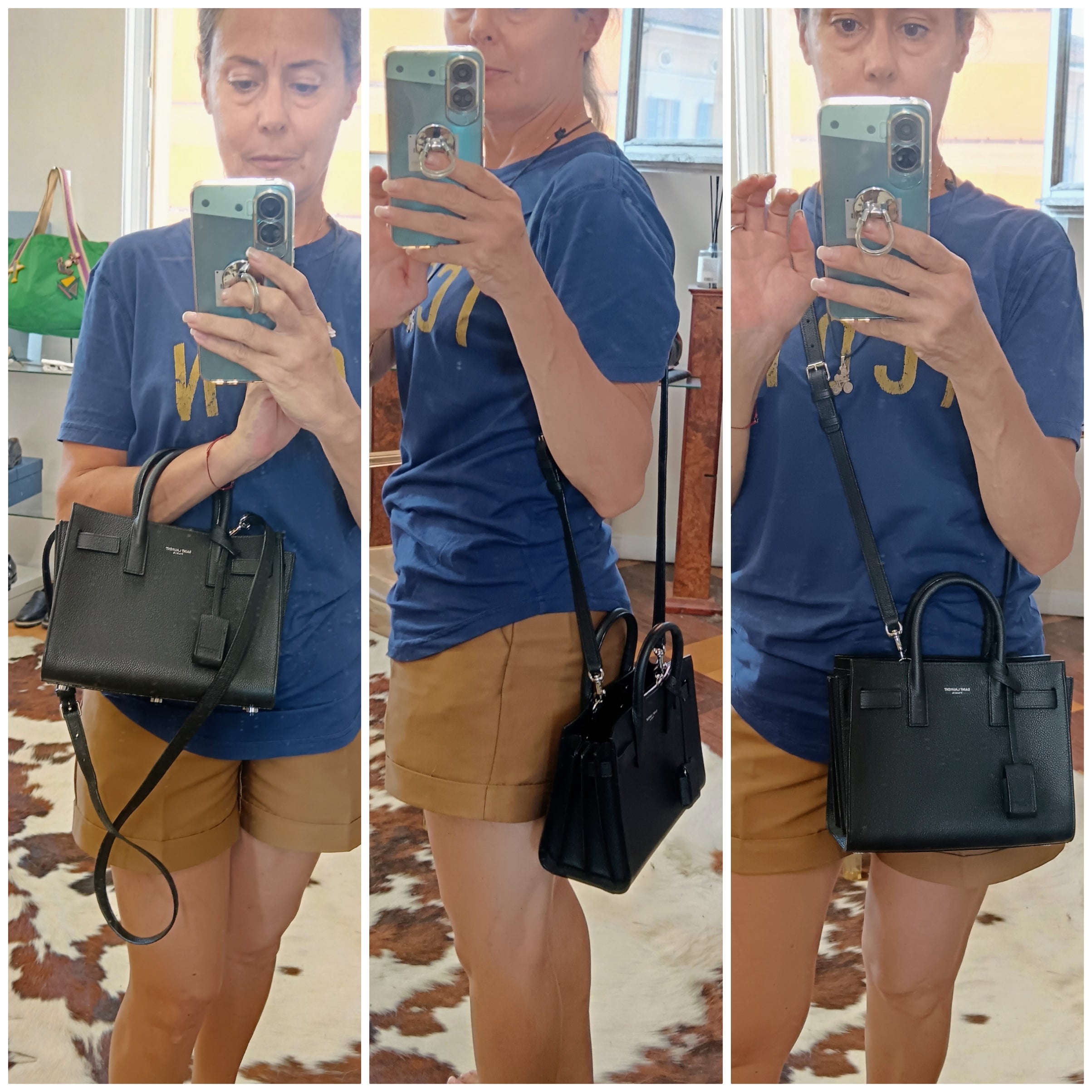 Saint Laurent – Sac de Jour Nano Tote Bag in Pelle Nera