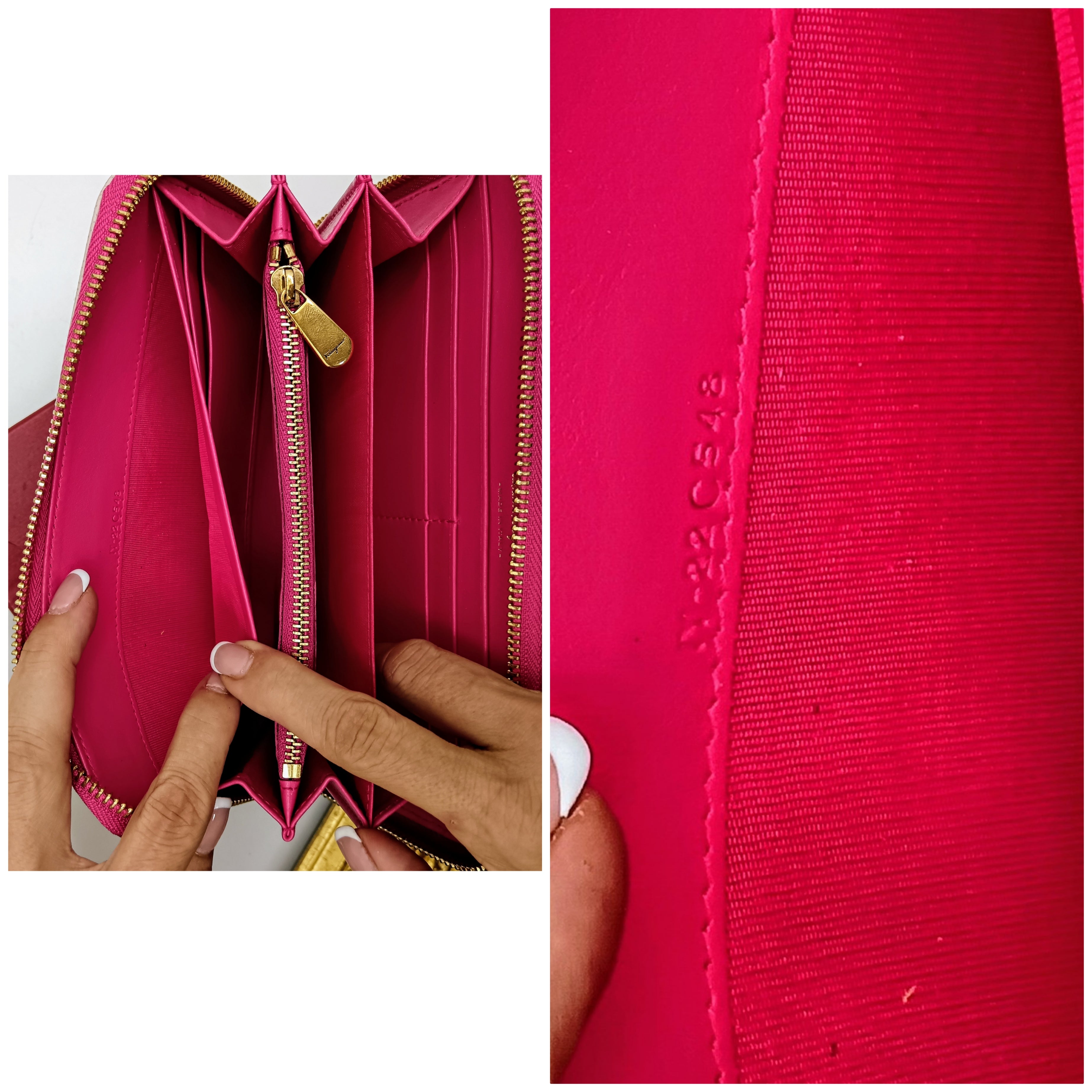 Ferragamo Salvatore– Portafoglio Continental Zippy pelle bicolore