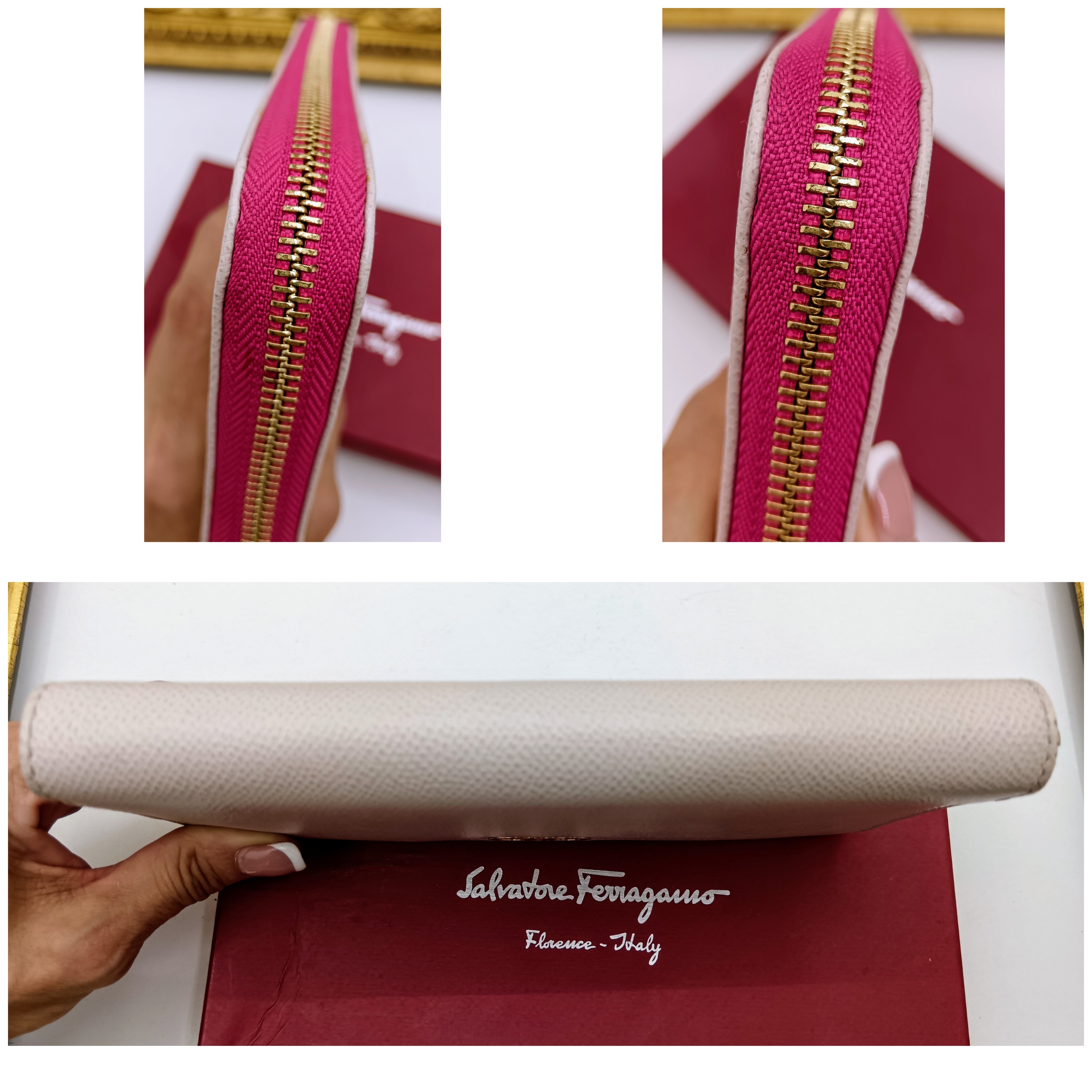 Ferragamo Salvatore– Portafoglio Continental Zippy pelle bicolore