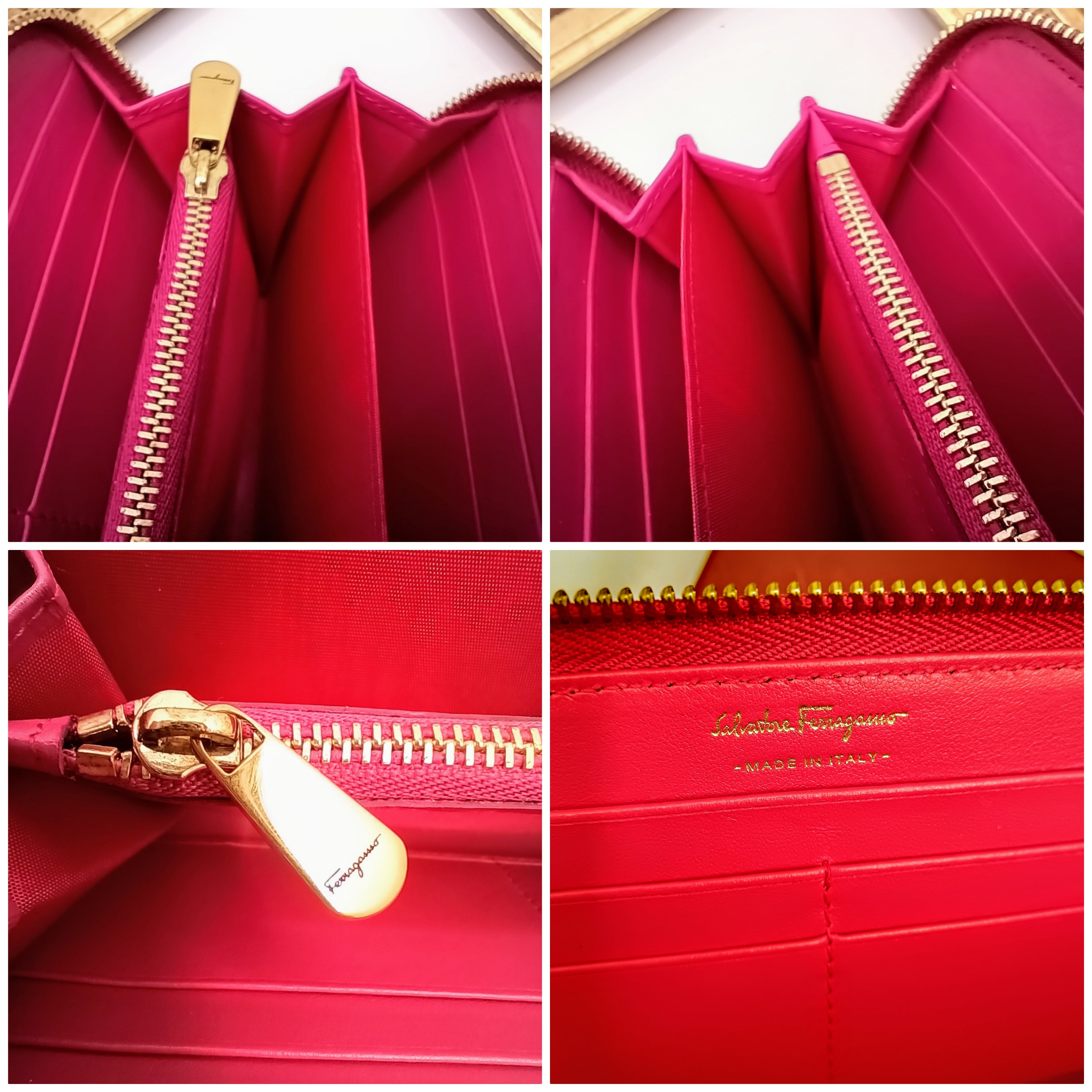 Ferragamo Salvatore– Portafoglio Continental Zippy pelle bicolore