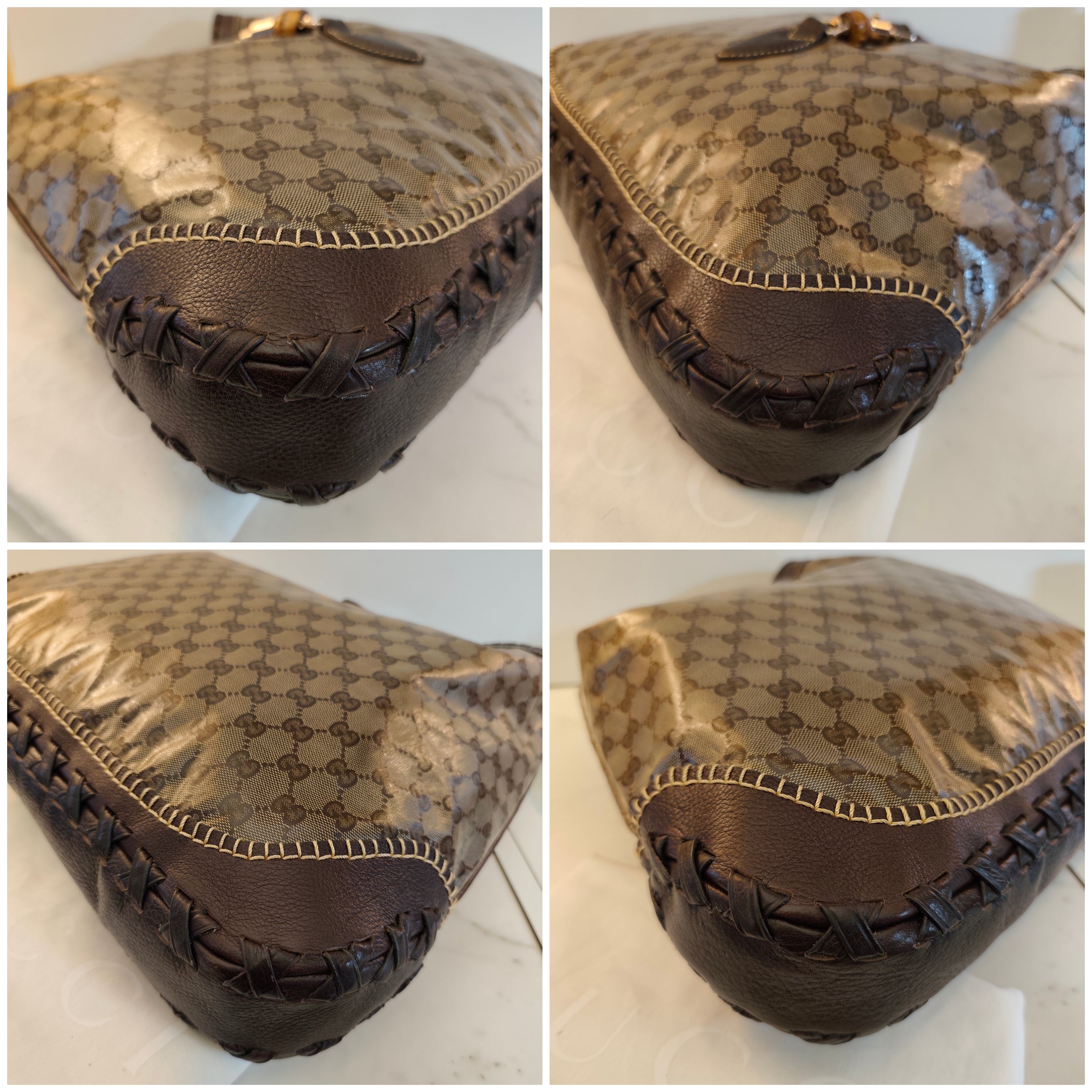 Gucci - Jackie Hobo Cristal in Canvas GG e Pelle Testa di Moro