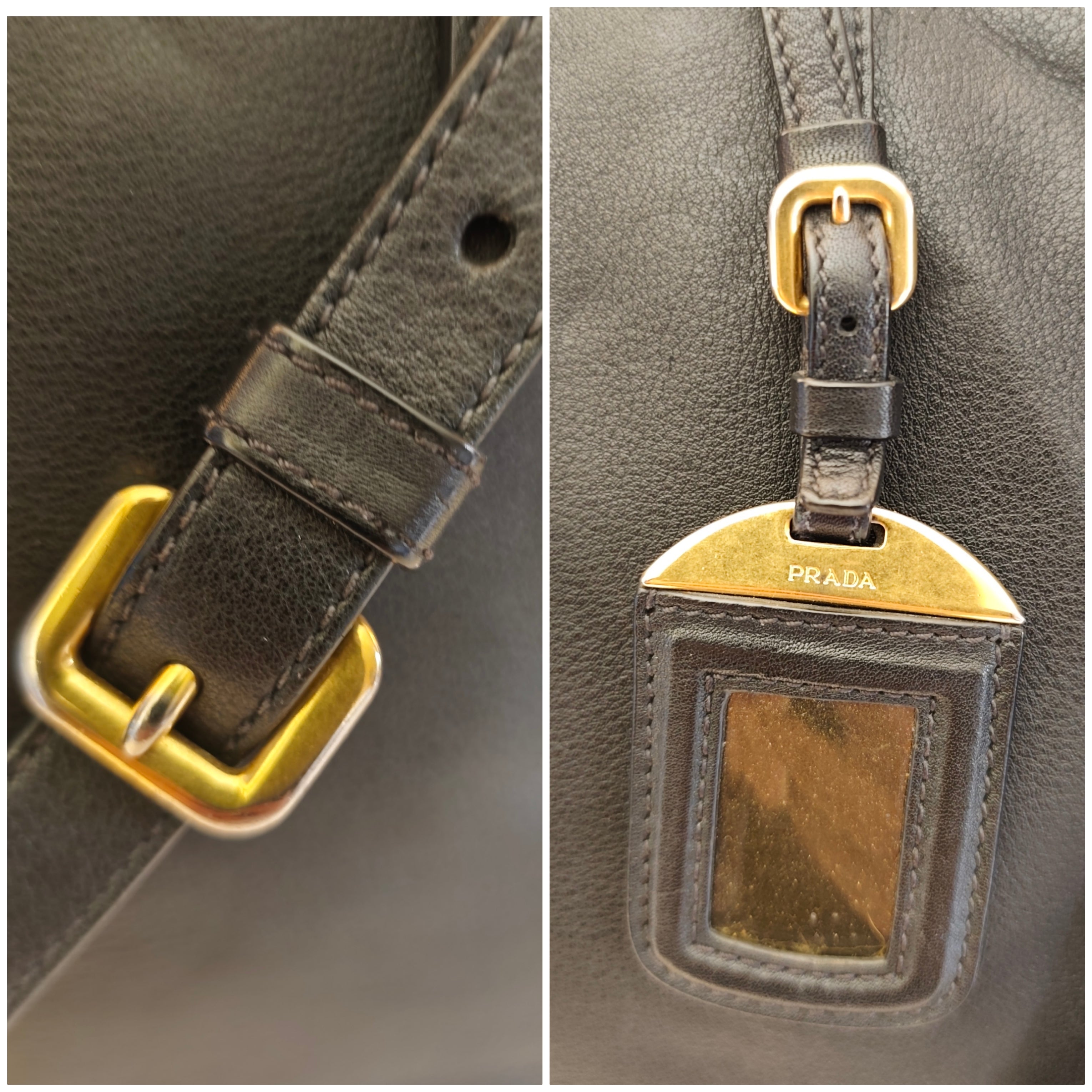 PRADA - Shopper Tote Bag in Pelle Spazzolata Nera