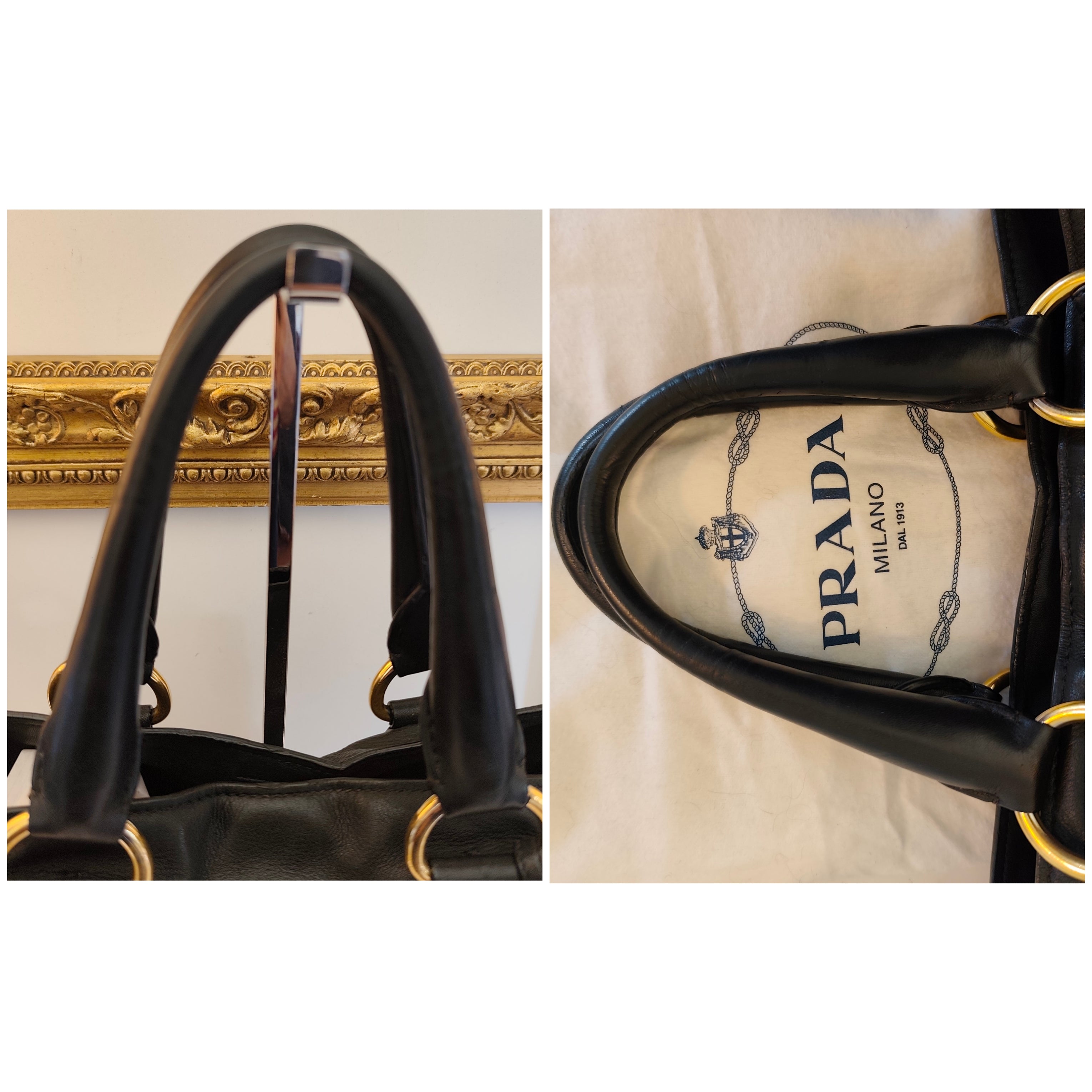 PRADA - Shopper Tote Bag in Pelle Spazzolata Nera