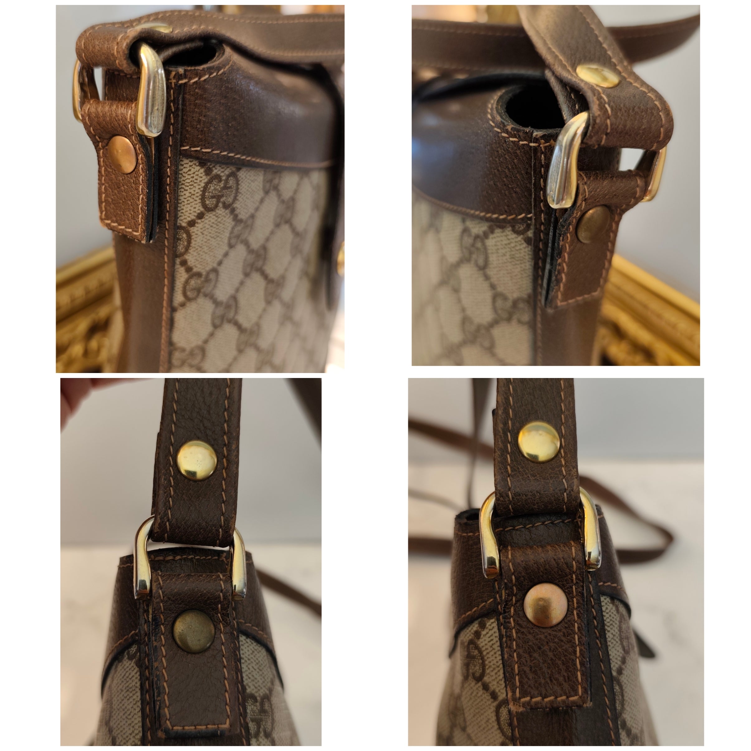 Gucci - Ophidia Secchiello Ovale in Canvas GG Beige e Pelle Vintage
