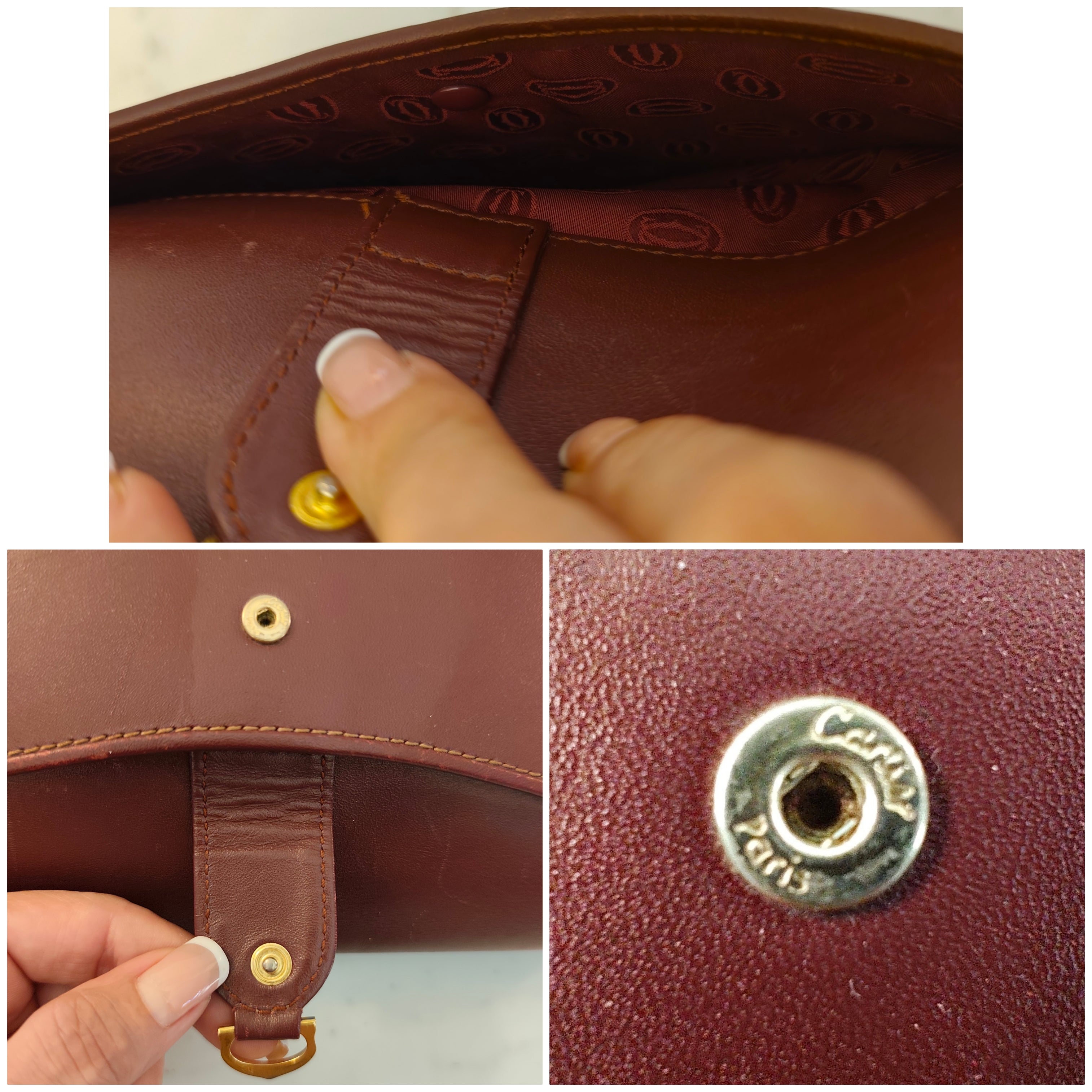 Cartier - Borsa a Spalla o Tracolla in Pelle Bordeaux
