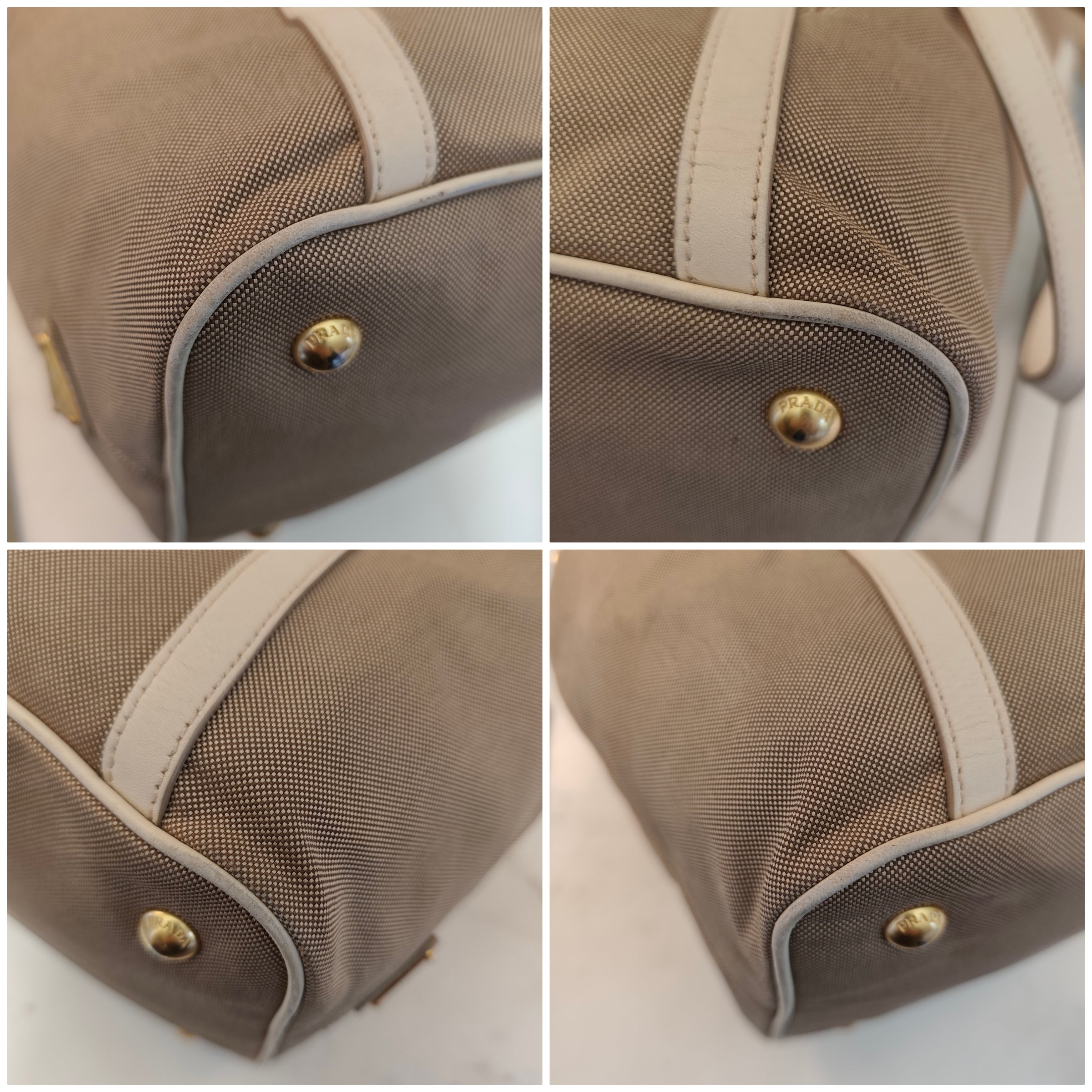 Prada - Tote Bag Shopper Media Canapa Jacquard Beige e Avorio