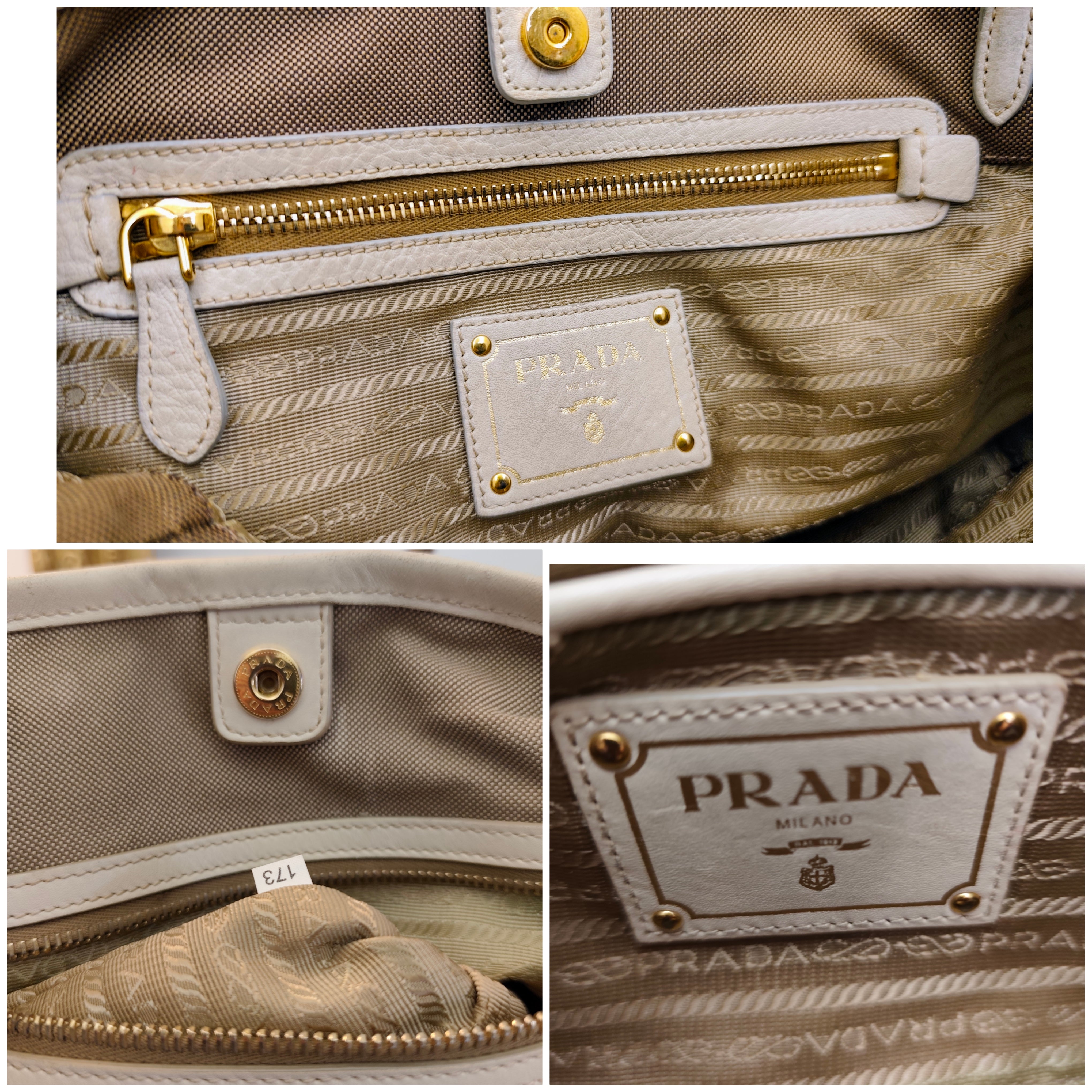 Prada - Tote Bag Shopper Media Canapa Jacquard Beige e Avorio