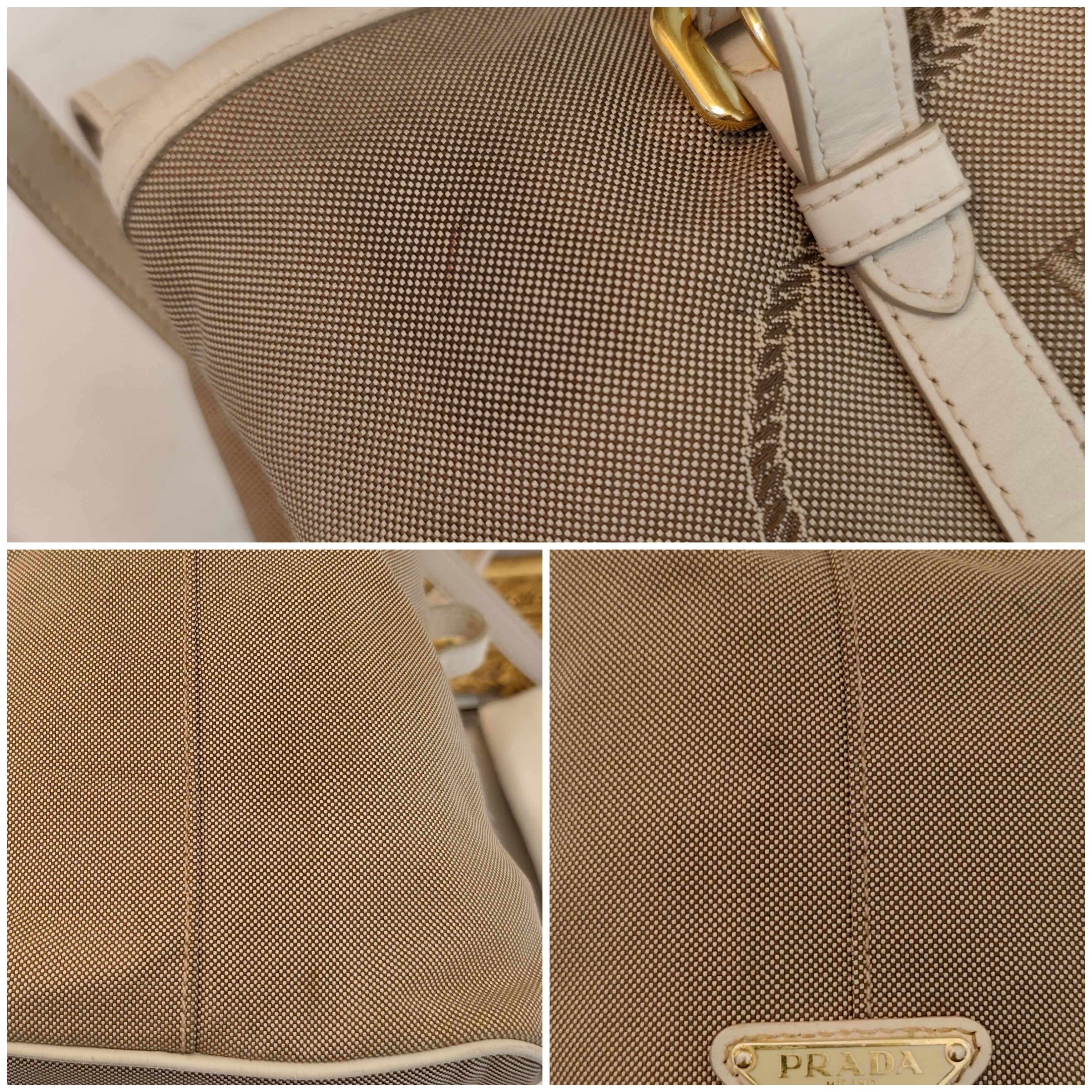 Prada - Tote Bag Shopper Media Canapa Jacquard Beige e Avorio