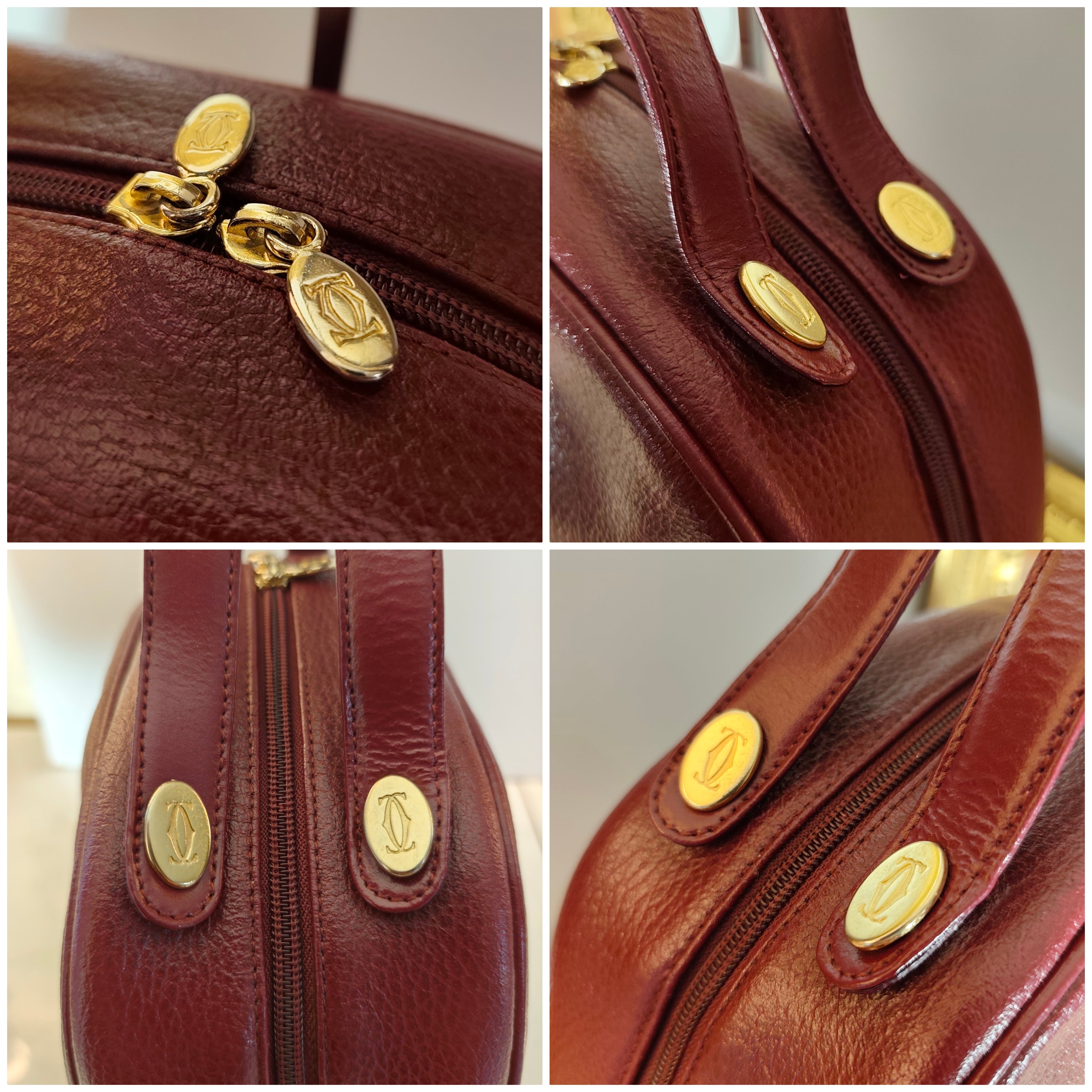 Cartier - Borsa a Mano Doubleface in Pelle Bordeaux