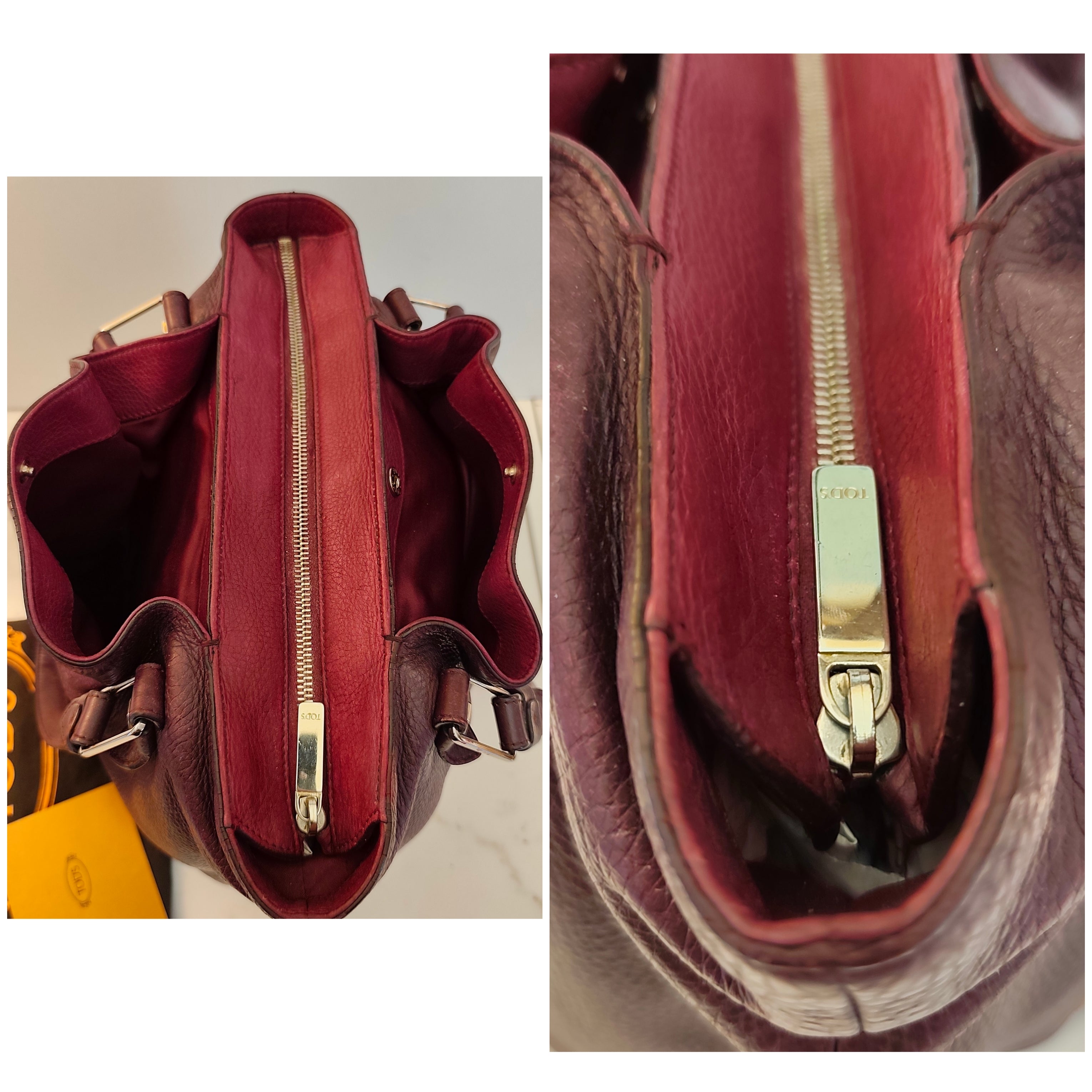 Tod's - Borsa a Spalla Tote Bag in Pelle Bordeaux