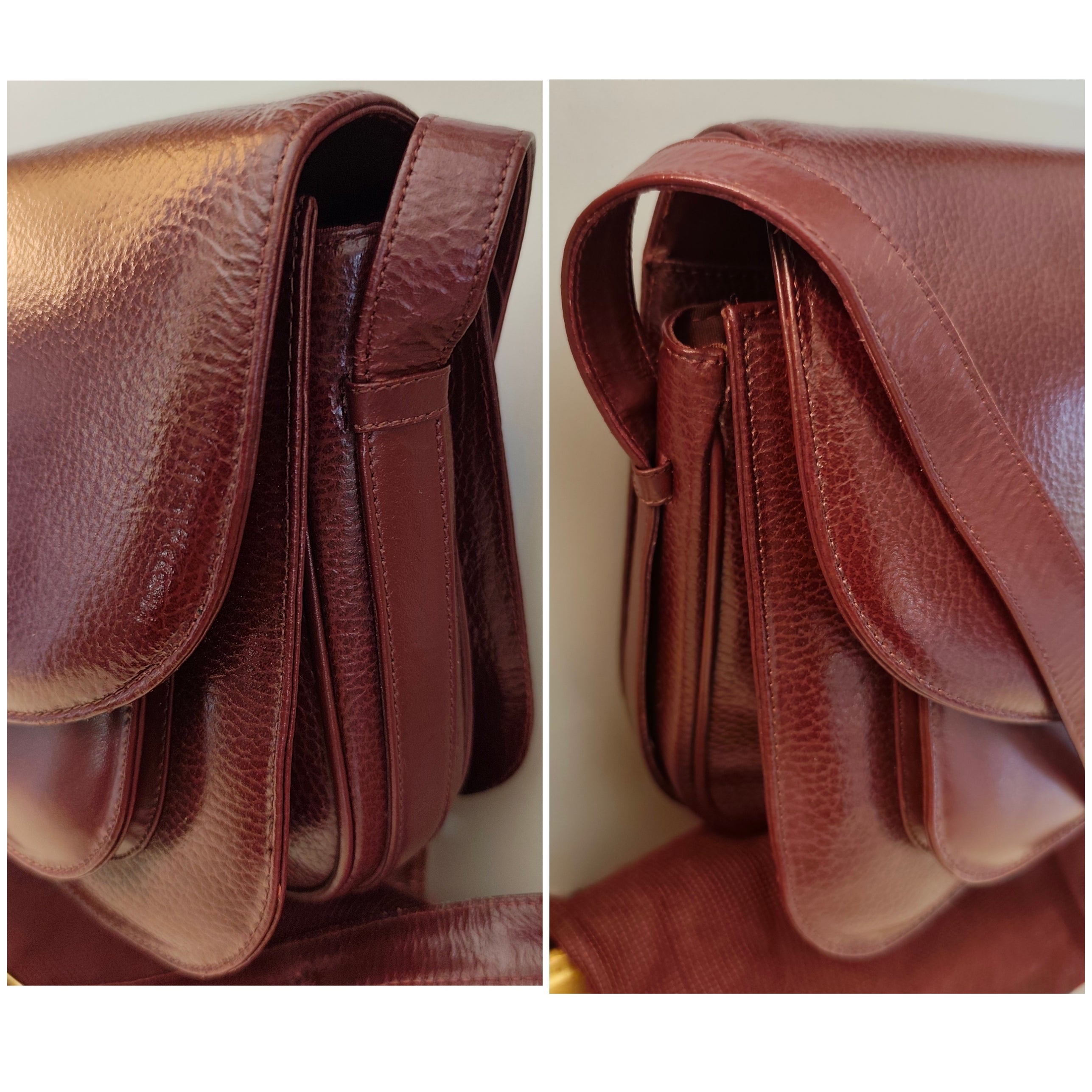 Cartier - Camera Bag a Tracolla Pelle Bordeaux a 3 Soffietti