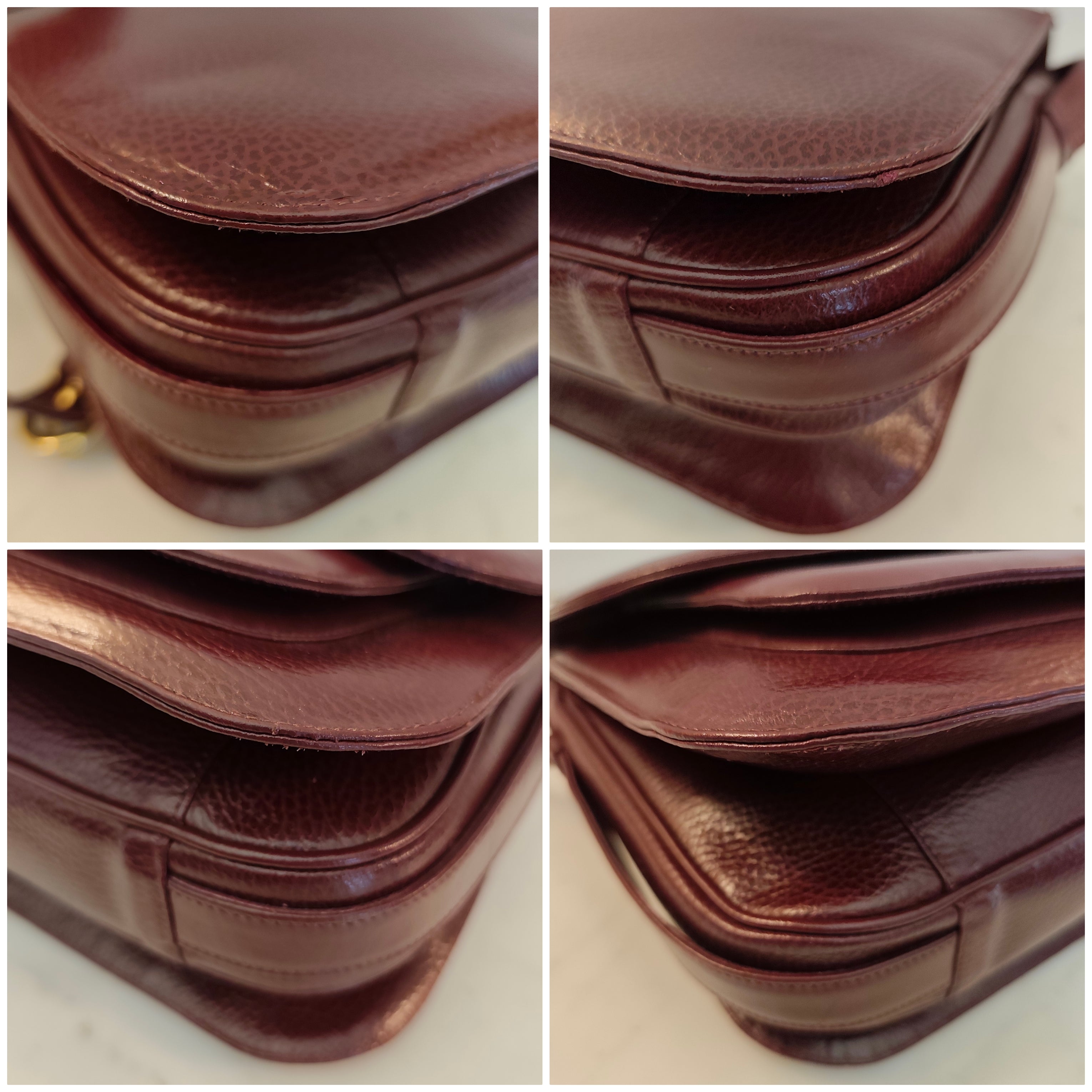 Cartier - Camera Bag a Tracolla Pelle Bordeaux a 3 Soffietti