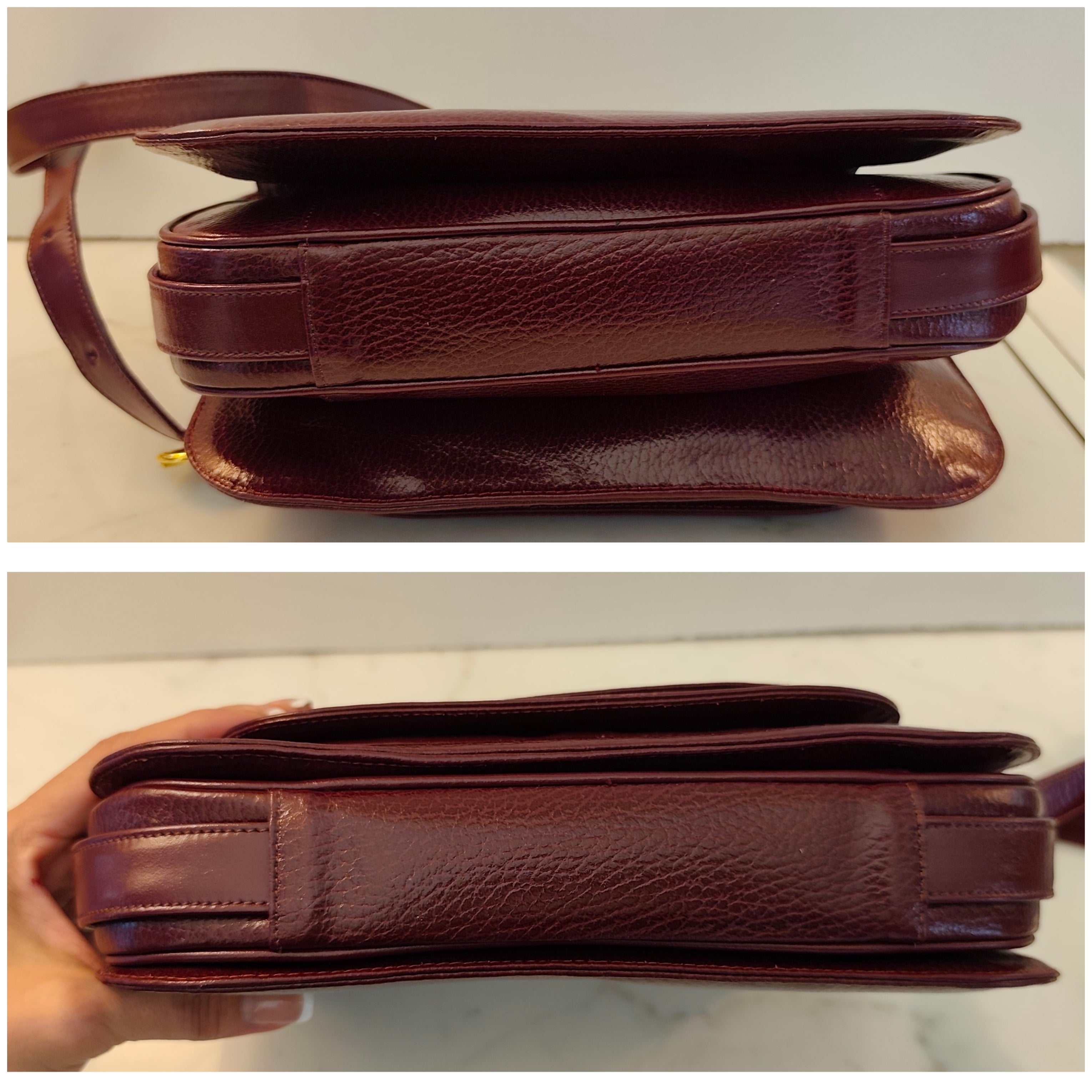 Cartier - Camera Bag a Tracolla Pelle Bordeaux a 3 Soffietti