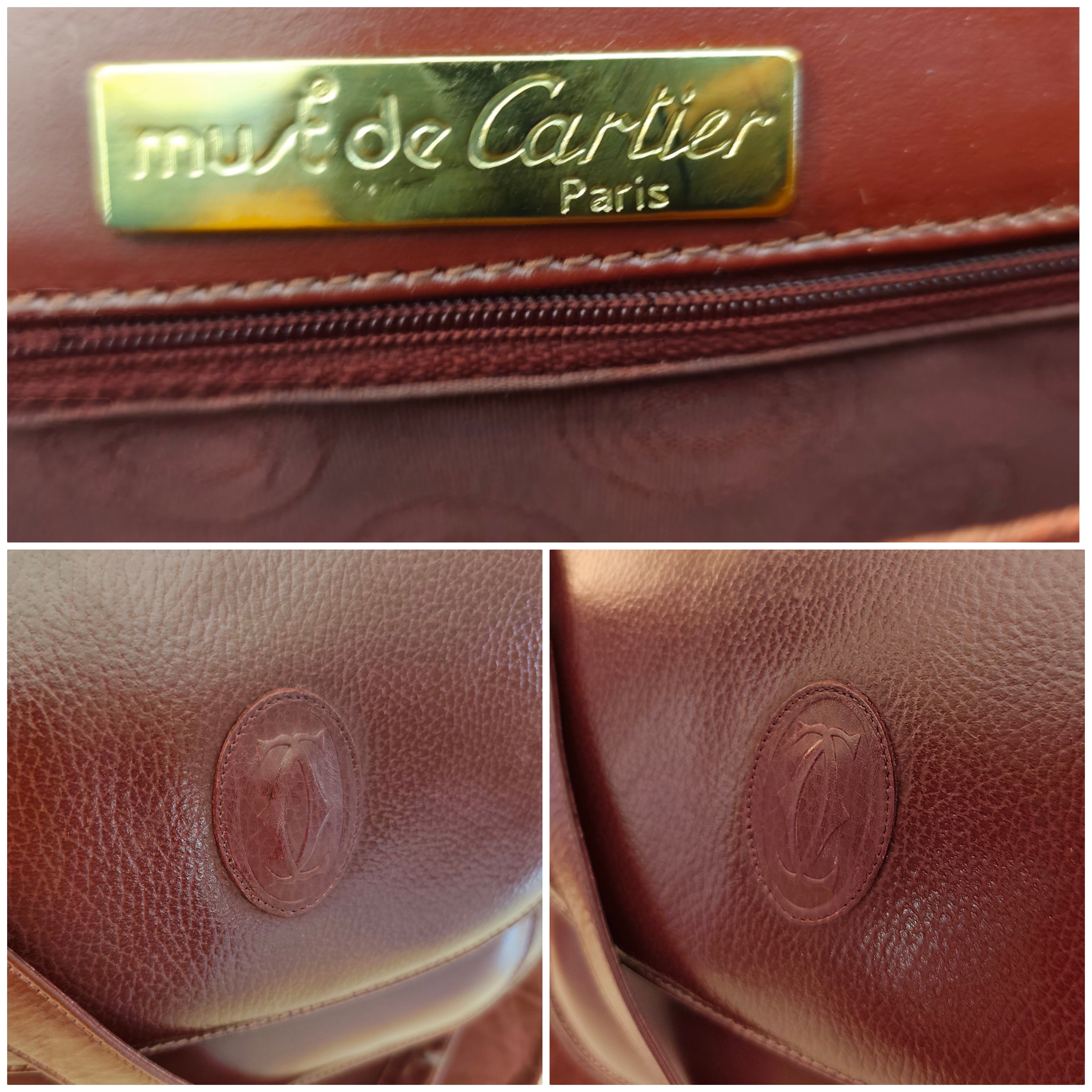 Cartier - Camera Bag a Tracolla Pelle Bordeaux a 3 Soffietti