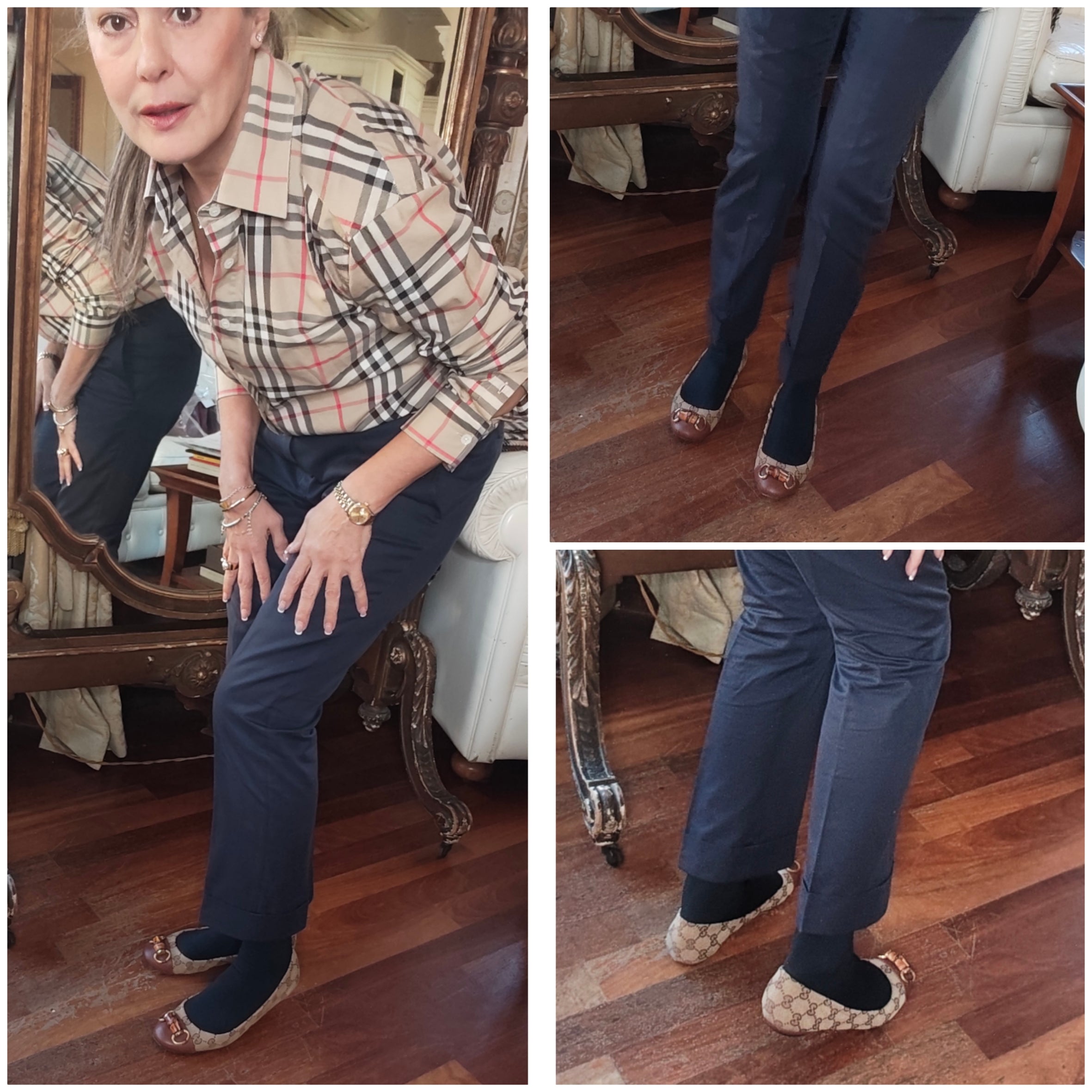 Gucci - Ballerine in Tessuto “GG” e Pelle con Morsetto in Bambù