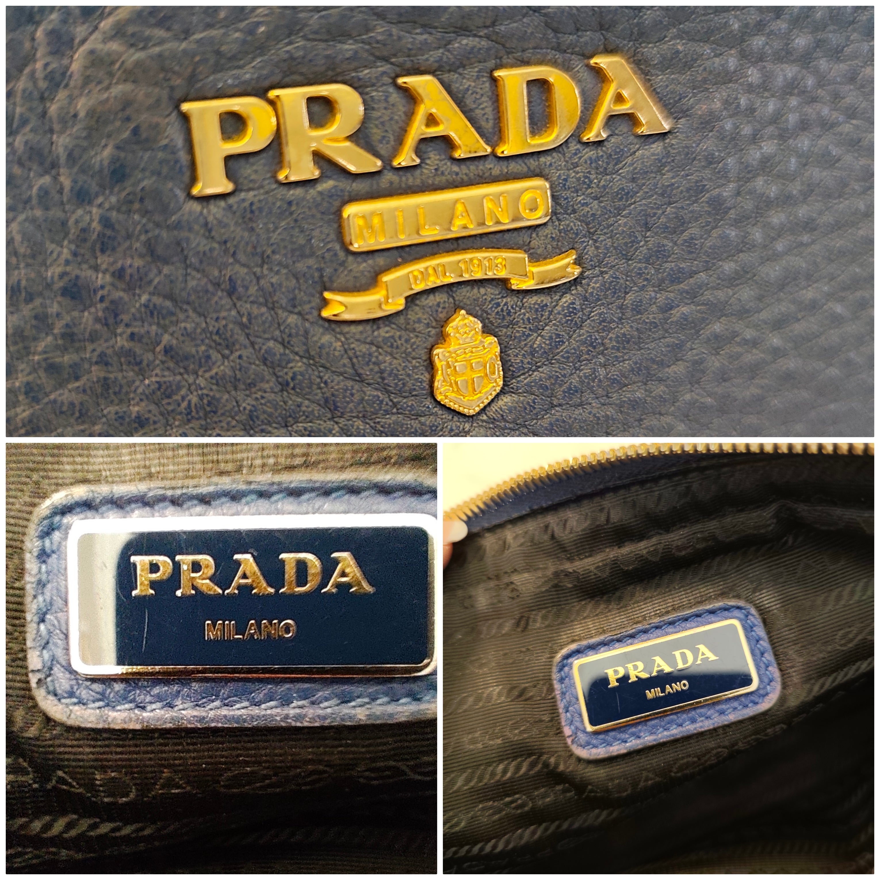 Prada - Camera Bag Postina Doppia in Pelle Blu Royal