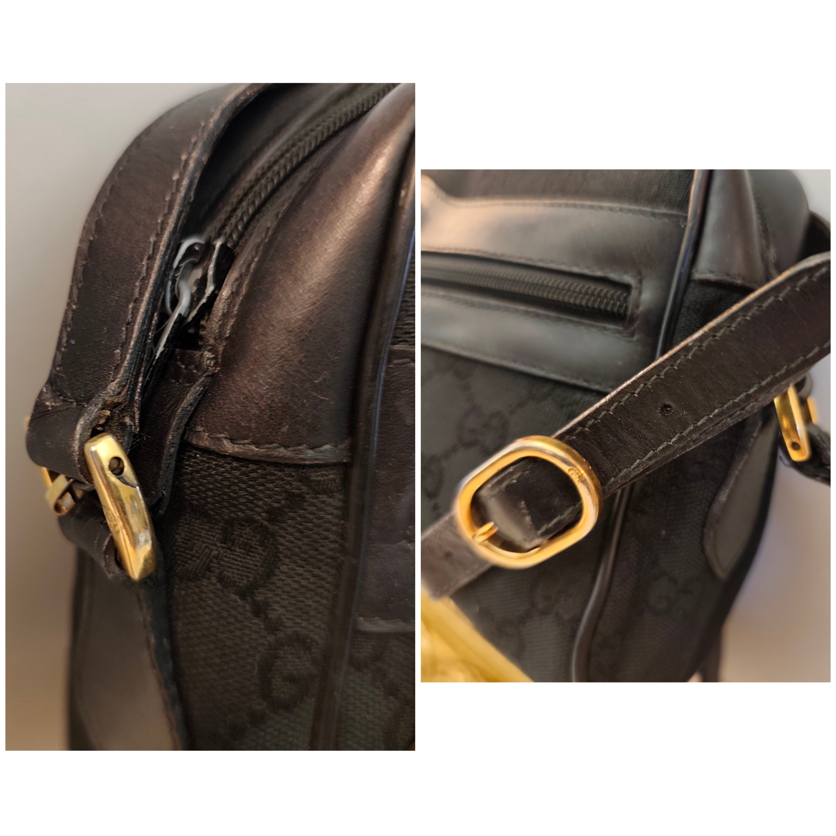 Gucci - Ophidia Camera Bag Postina in Tessuto “GG” e Pelle Nera