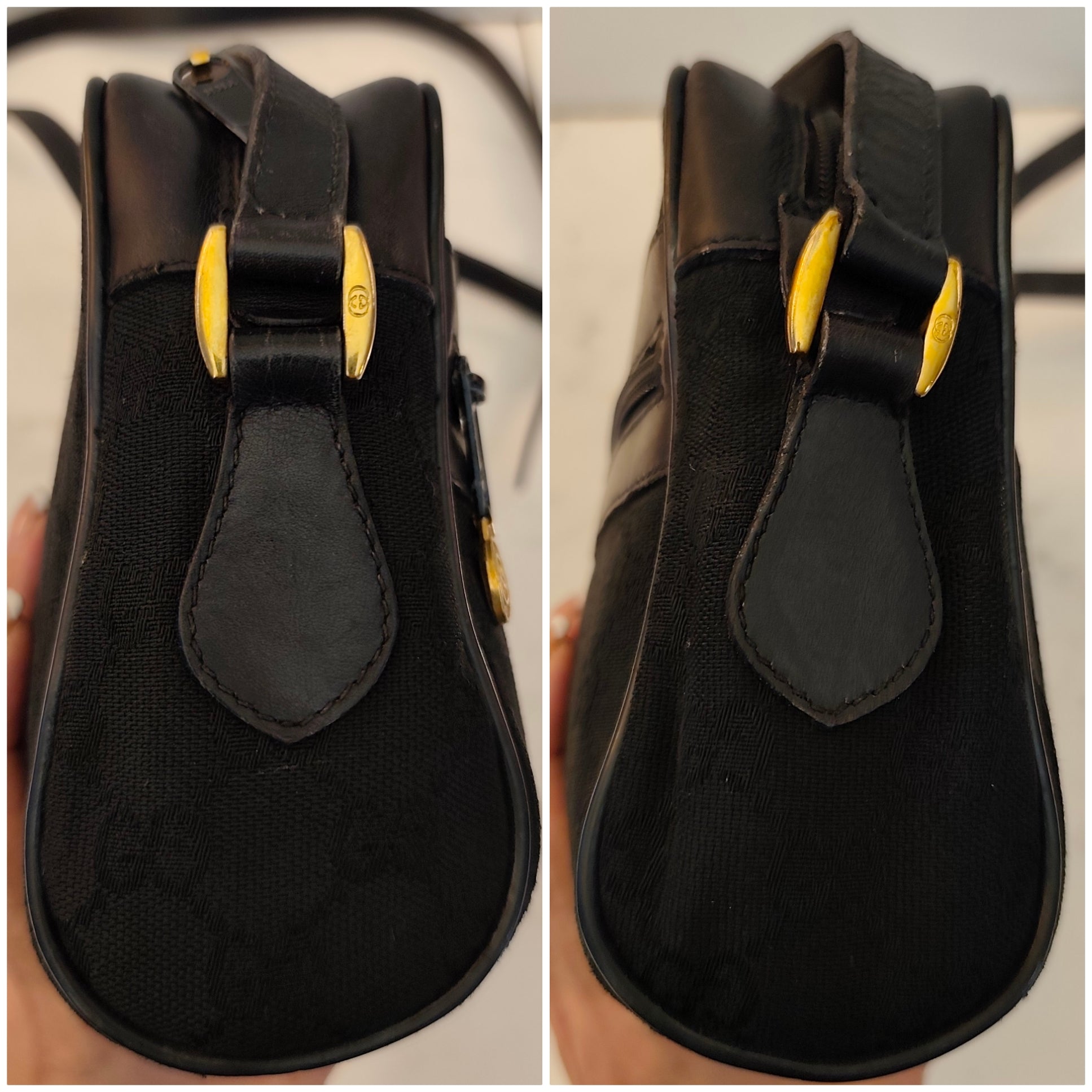 Gucci - Ophidia Camera Bag Postina in Tessuto “GG” e Pelle Nera