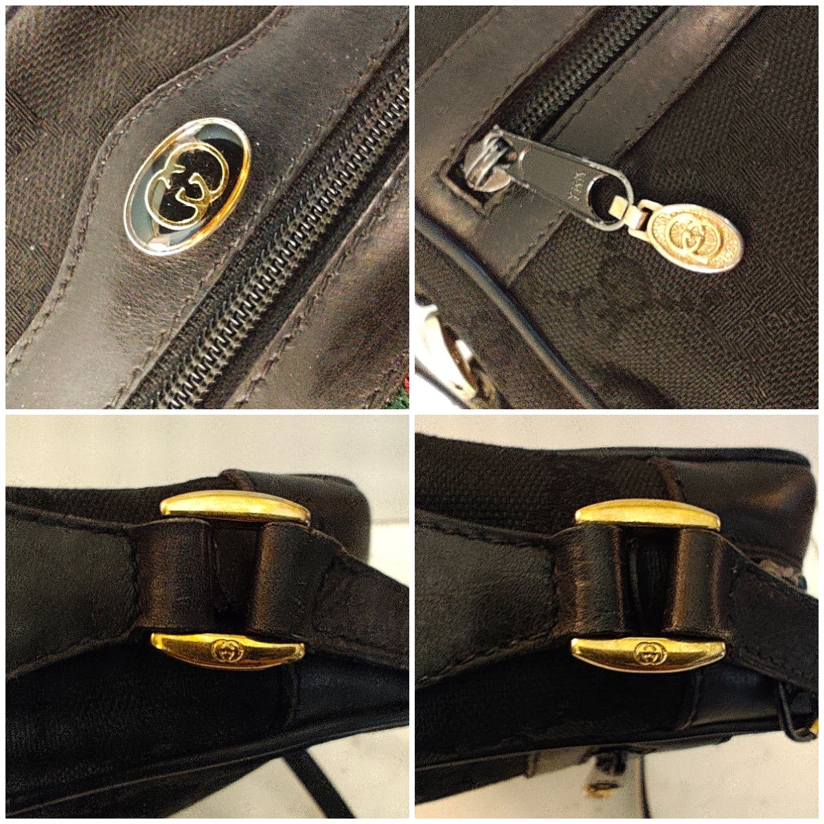 Gucci - Ophidia Camera Bag Postina in Tessuto “GG” e Pelle Nera