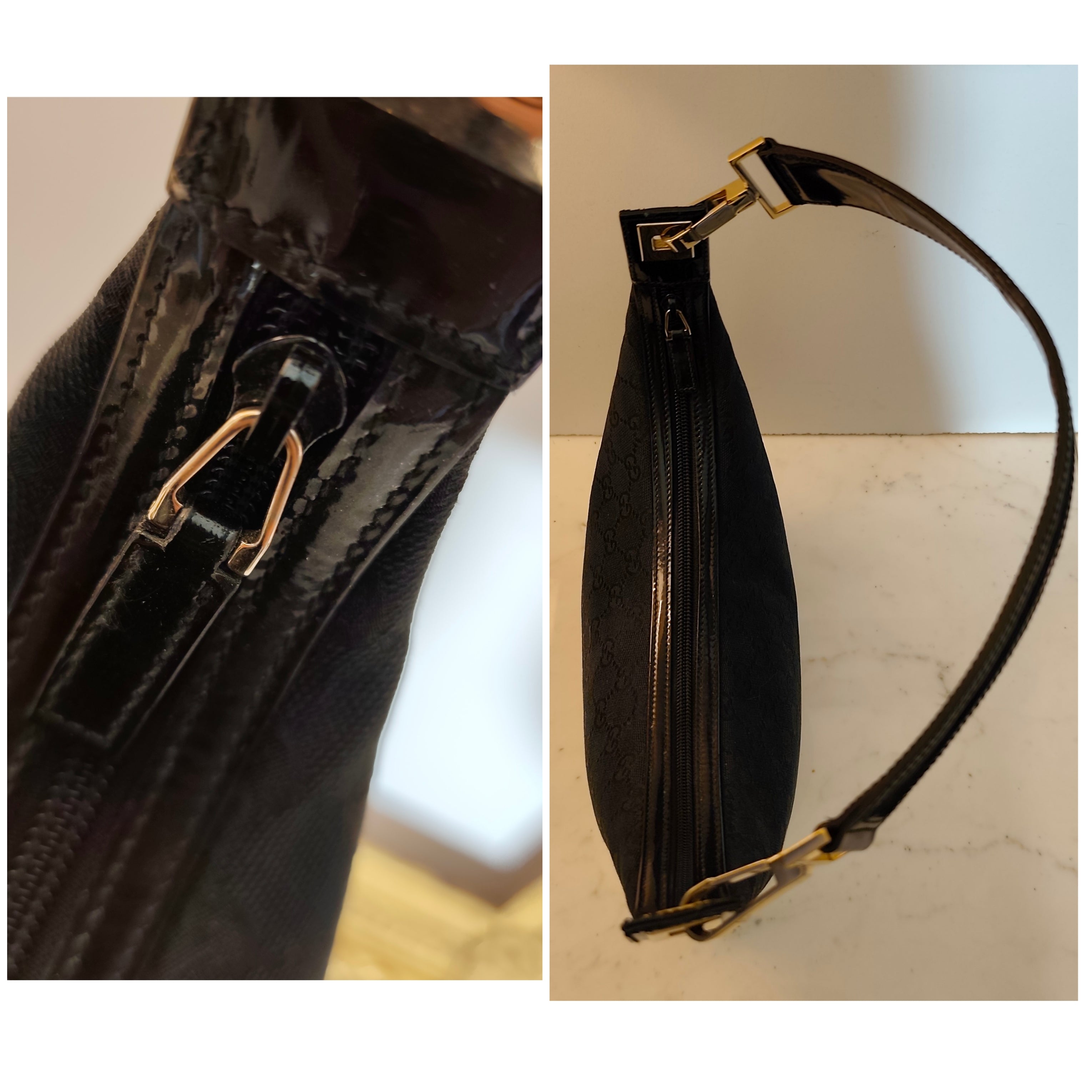 Gucci - Jackie Hobo Bag in Canvas GG Nero e Dettagli in Pelle Lucida