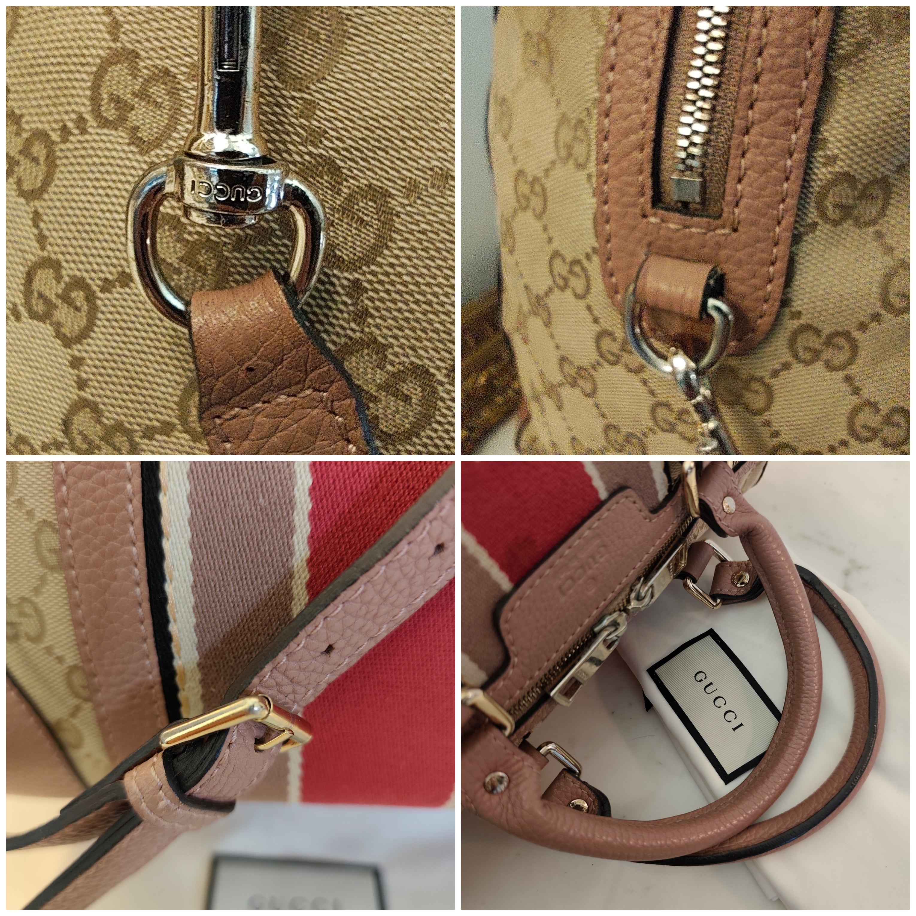 GUCCI - Bauletto Boston Edizione Limitata in Tessuto GG Beige e Rosa con Tracolla