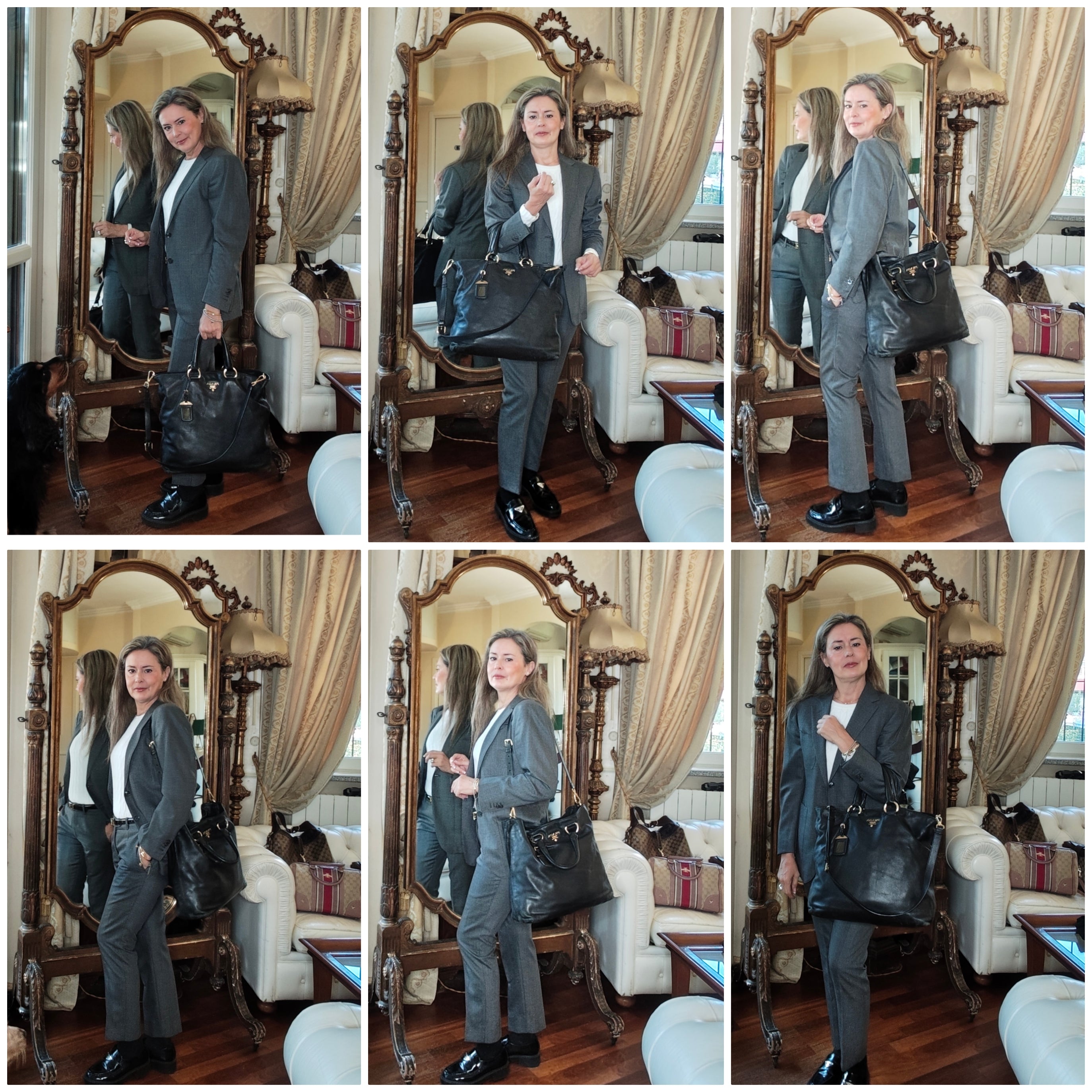 PRADA - Shopper Tote Bag in Pelle Spazzolata Nera