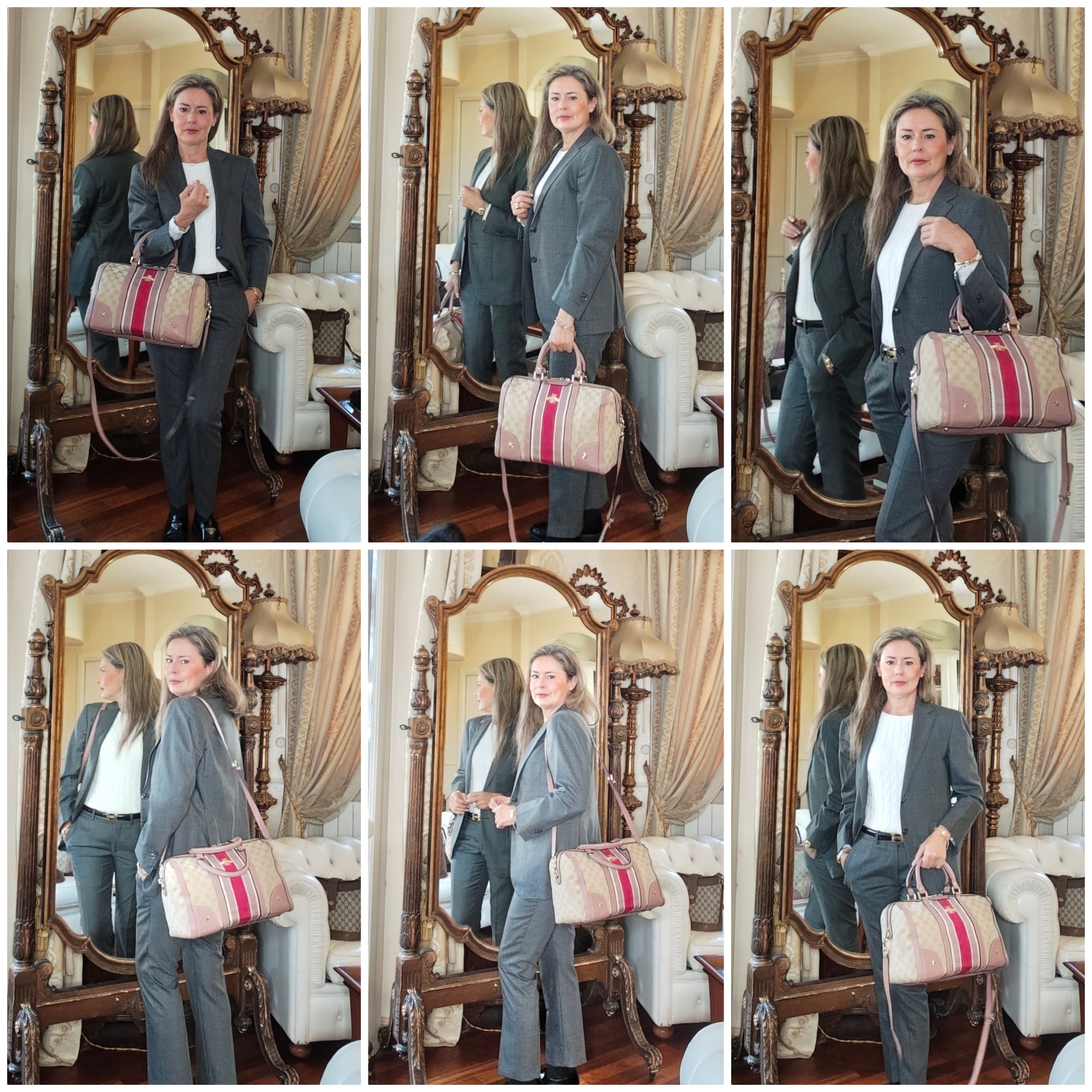 GUCCI - Bauletto Boston Edizione Limitata in Tessuto GG Beige e Rosa con Tracolla