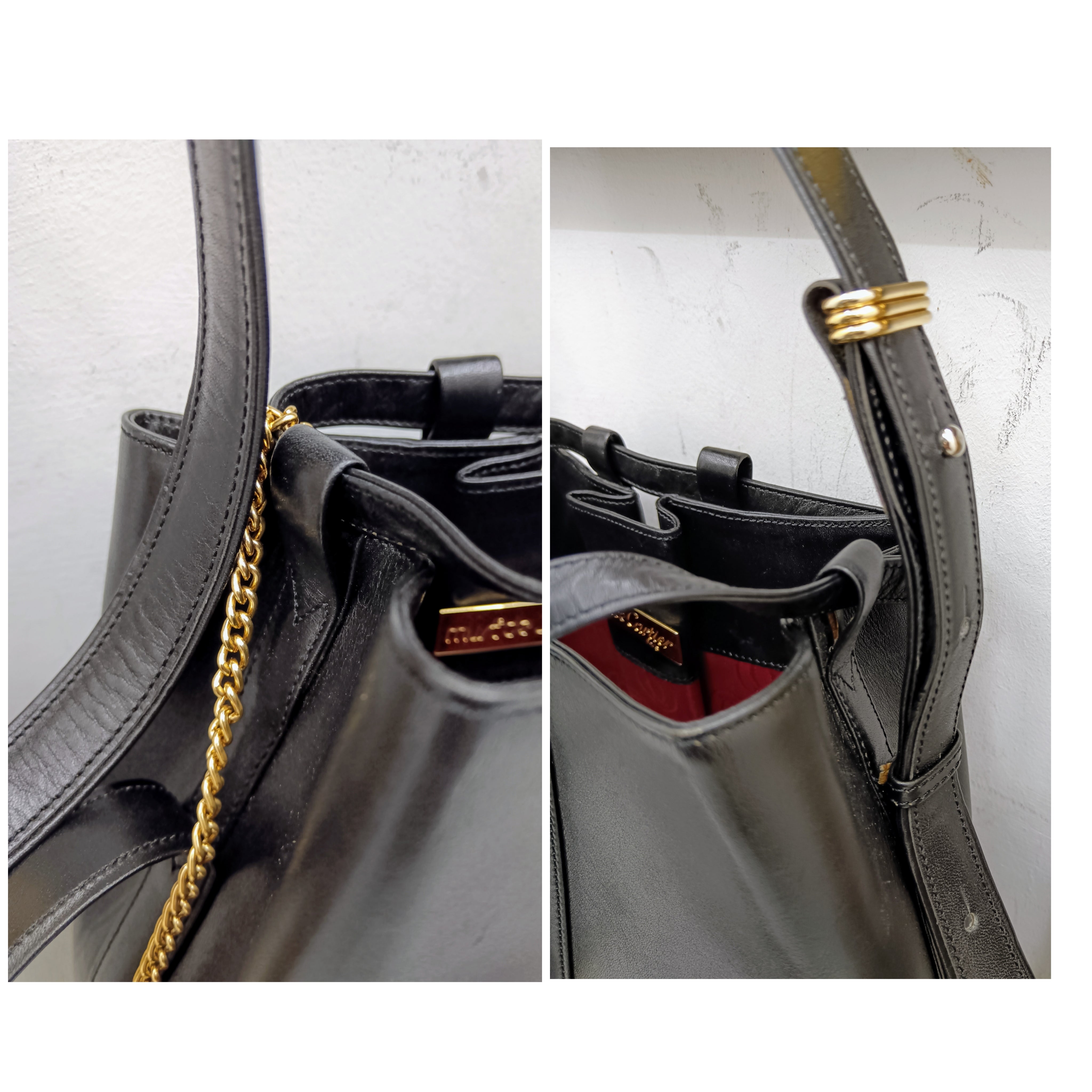 Cartier - Secchiello Ovale con Pochette Pelle Nera Vintage