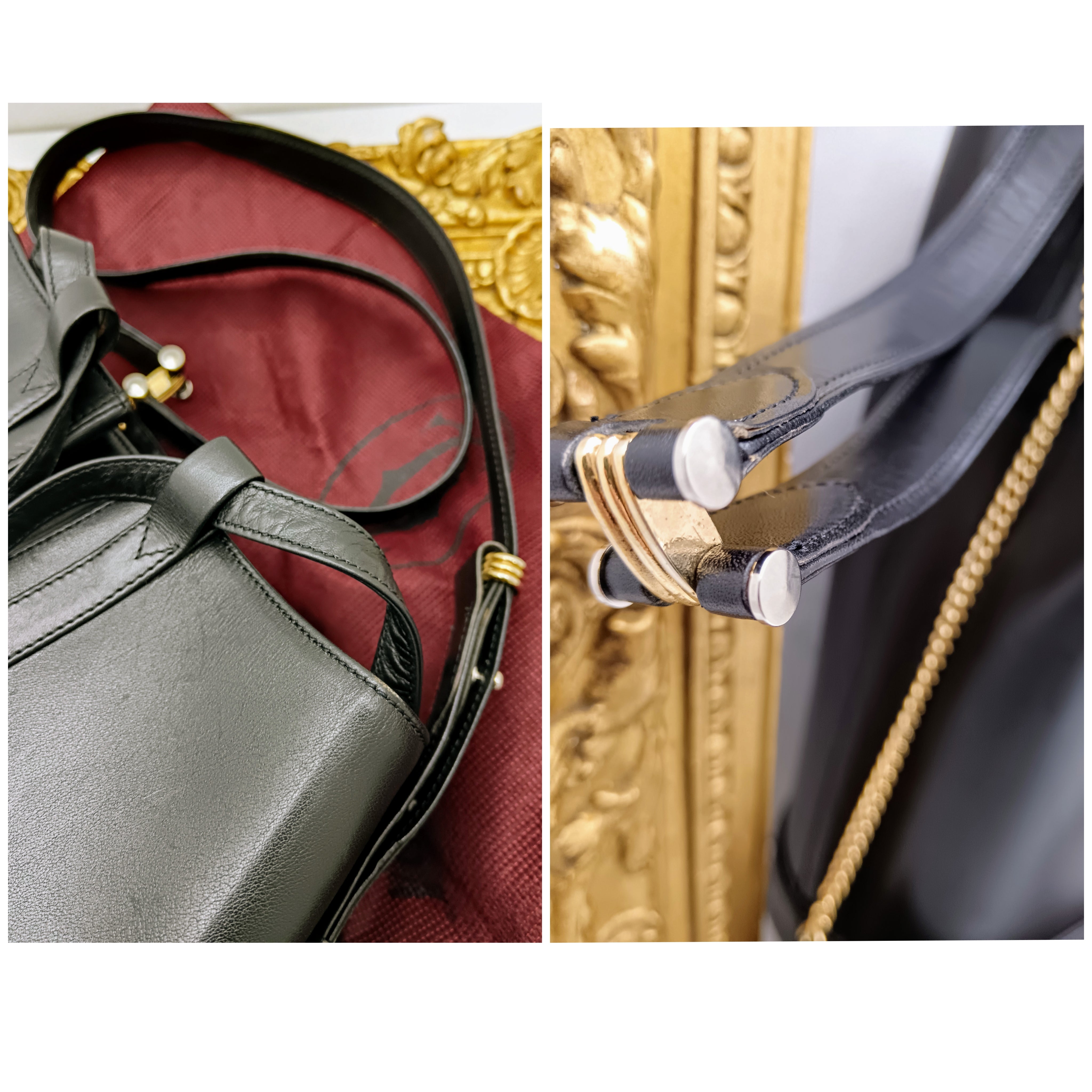 Cartier - Secchiello Ovale con Pochette Pelle Nera Vintage
