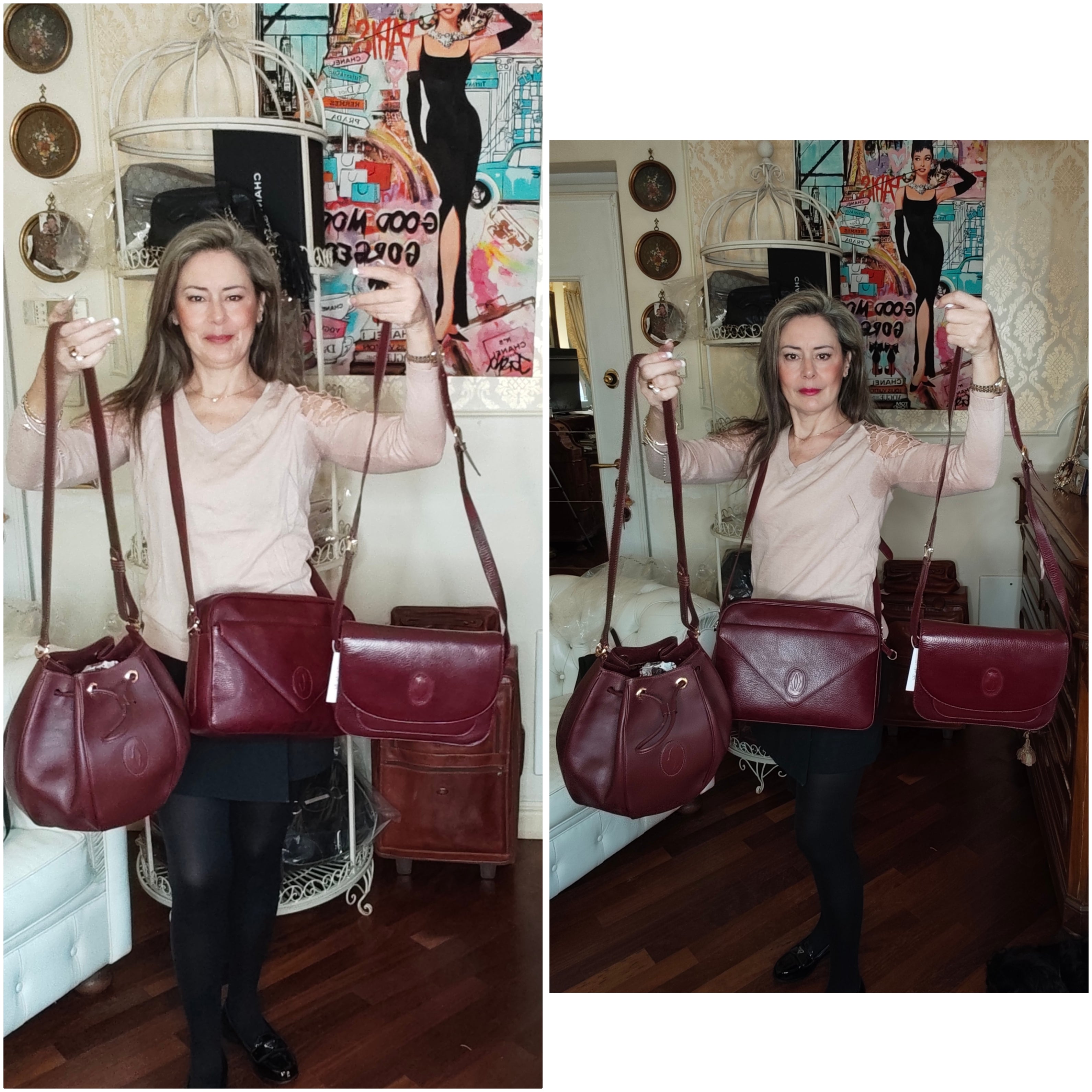Cartier – Borsa Secchiello in Pelle Bordeaux