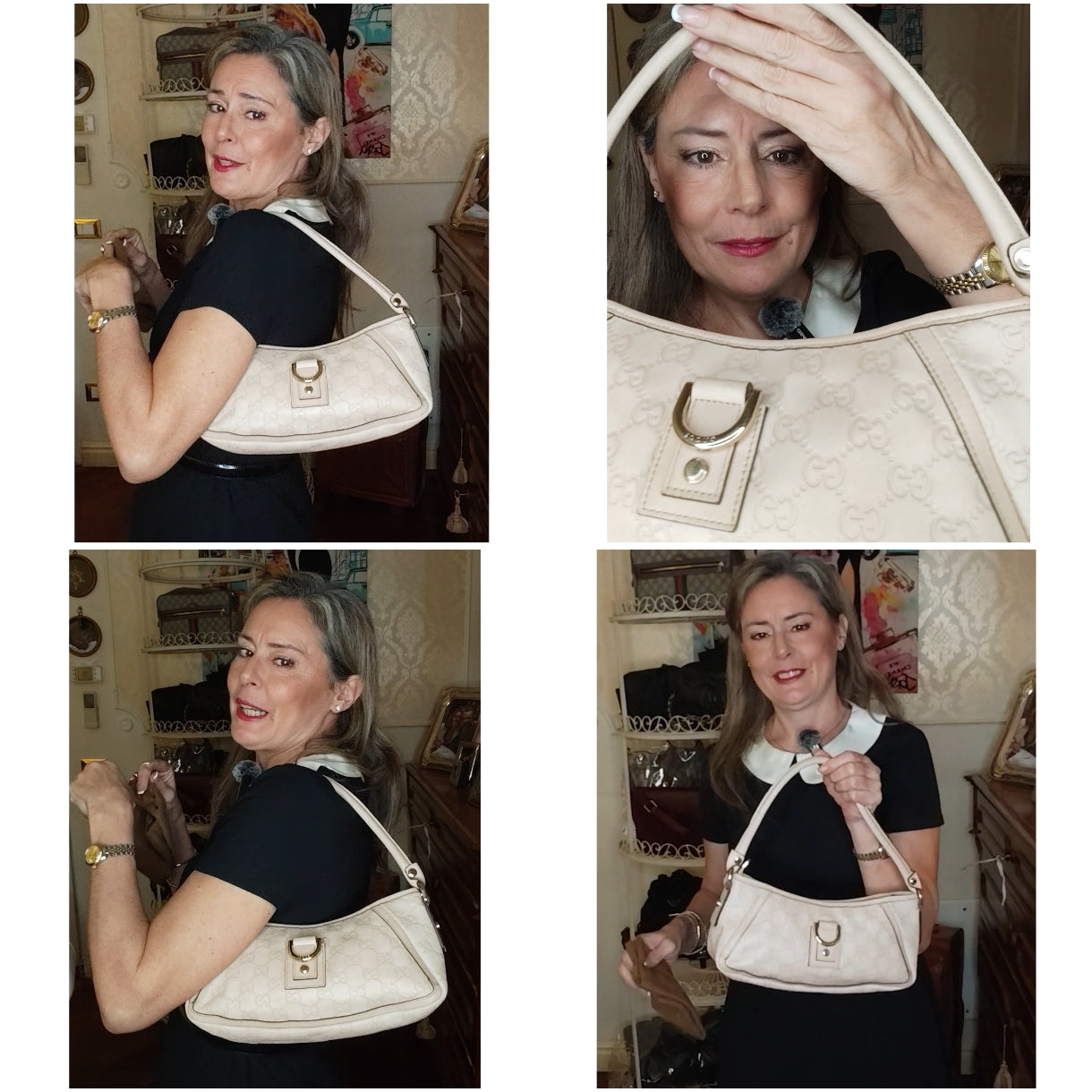 Gucci - Abbey D-Ring Borsa a Spalla in Pelle Guccissima Avorio