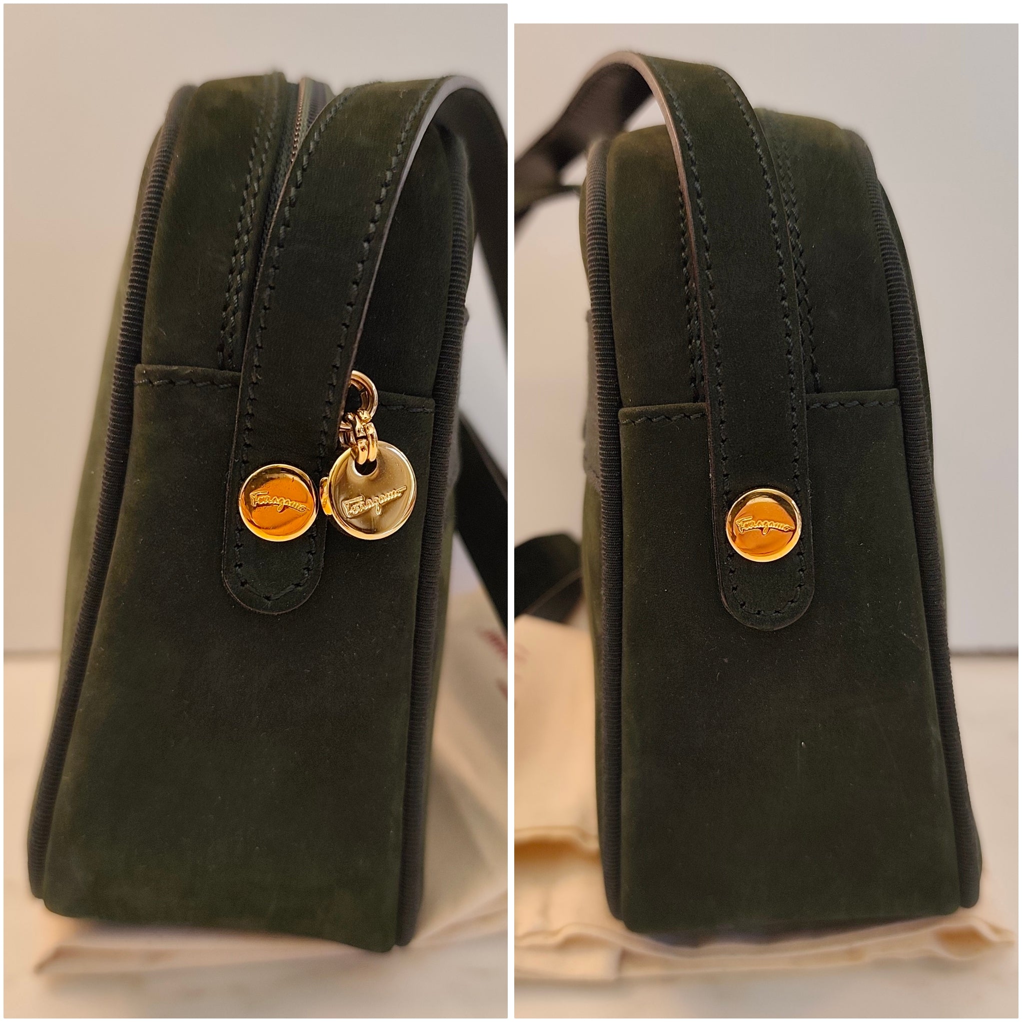 Ferragamo - Borsa a Tracolla “VARA” Camera Bag Camoscio Verde Bosco